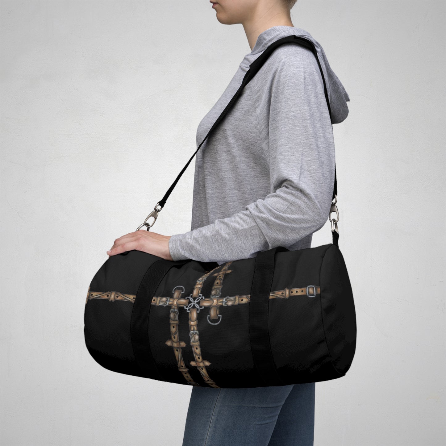 Copy of Reins and Bits Pattern Black Duffel Bag
