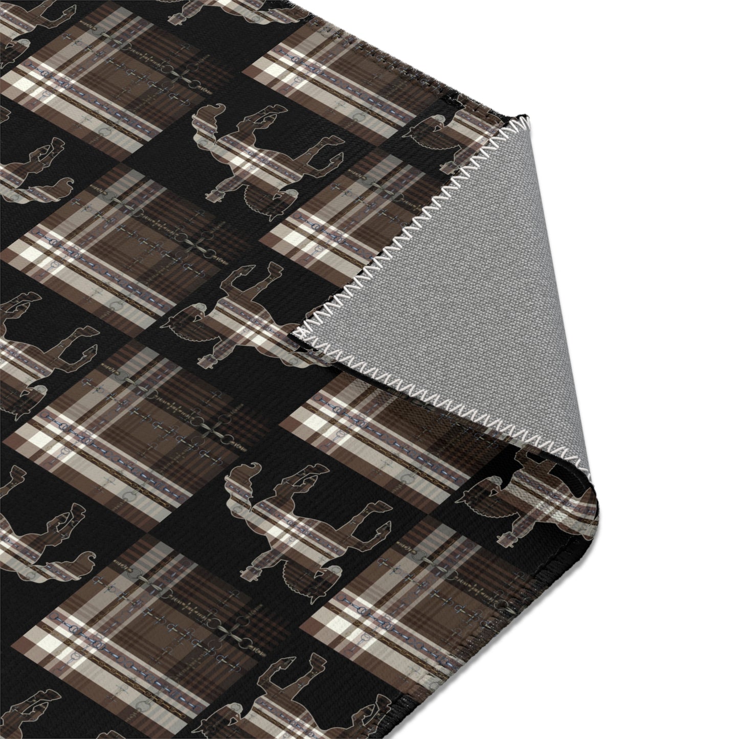 Dressage Piaffe snaffle Bit Plaid Rug - Show Stall Mat - Tack Room Rug - Horse Lovers Gift - Practice your Test Dressage Rug