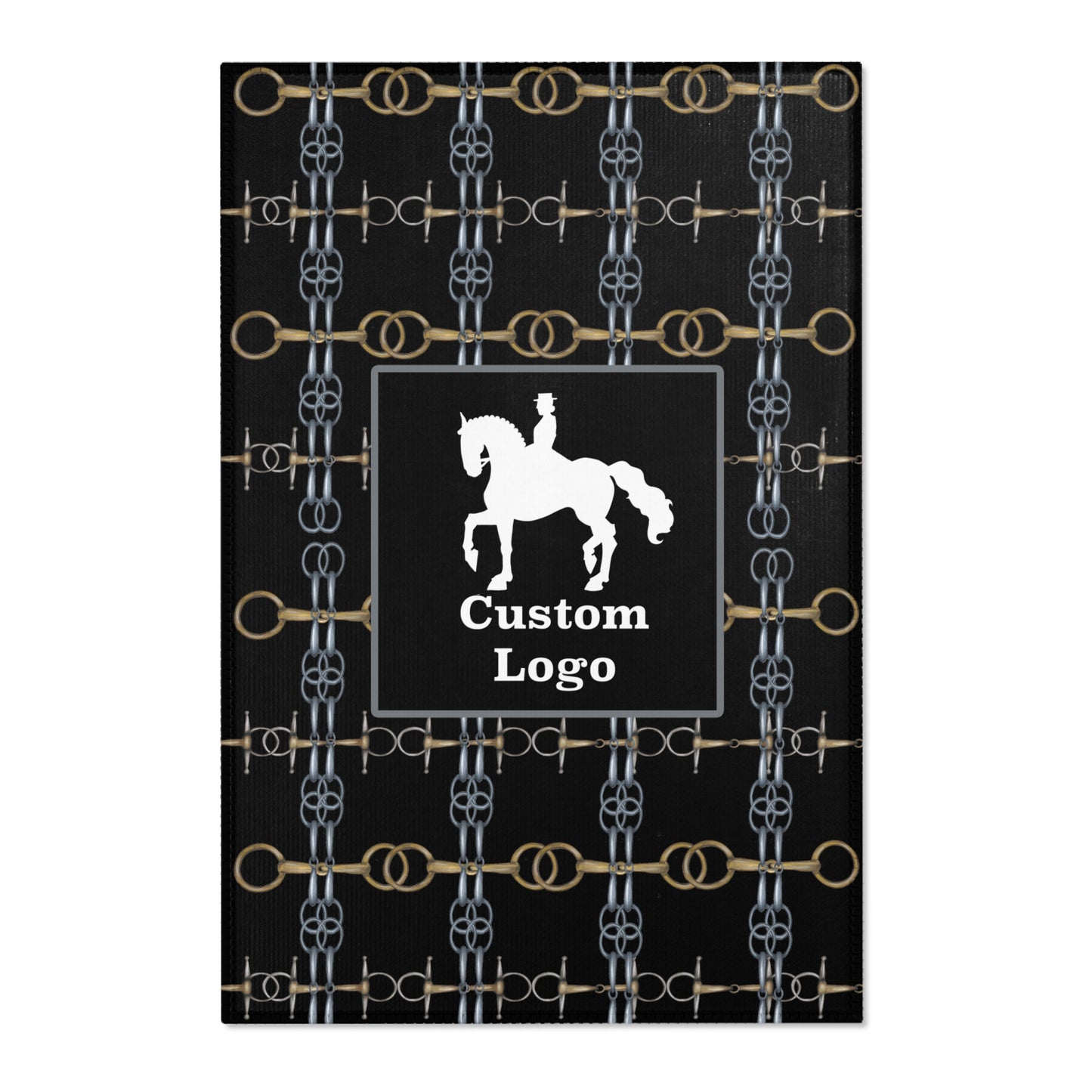 Customizable Black Linear Bit Area Rug