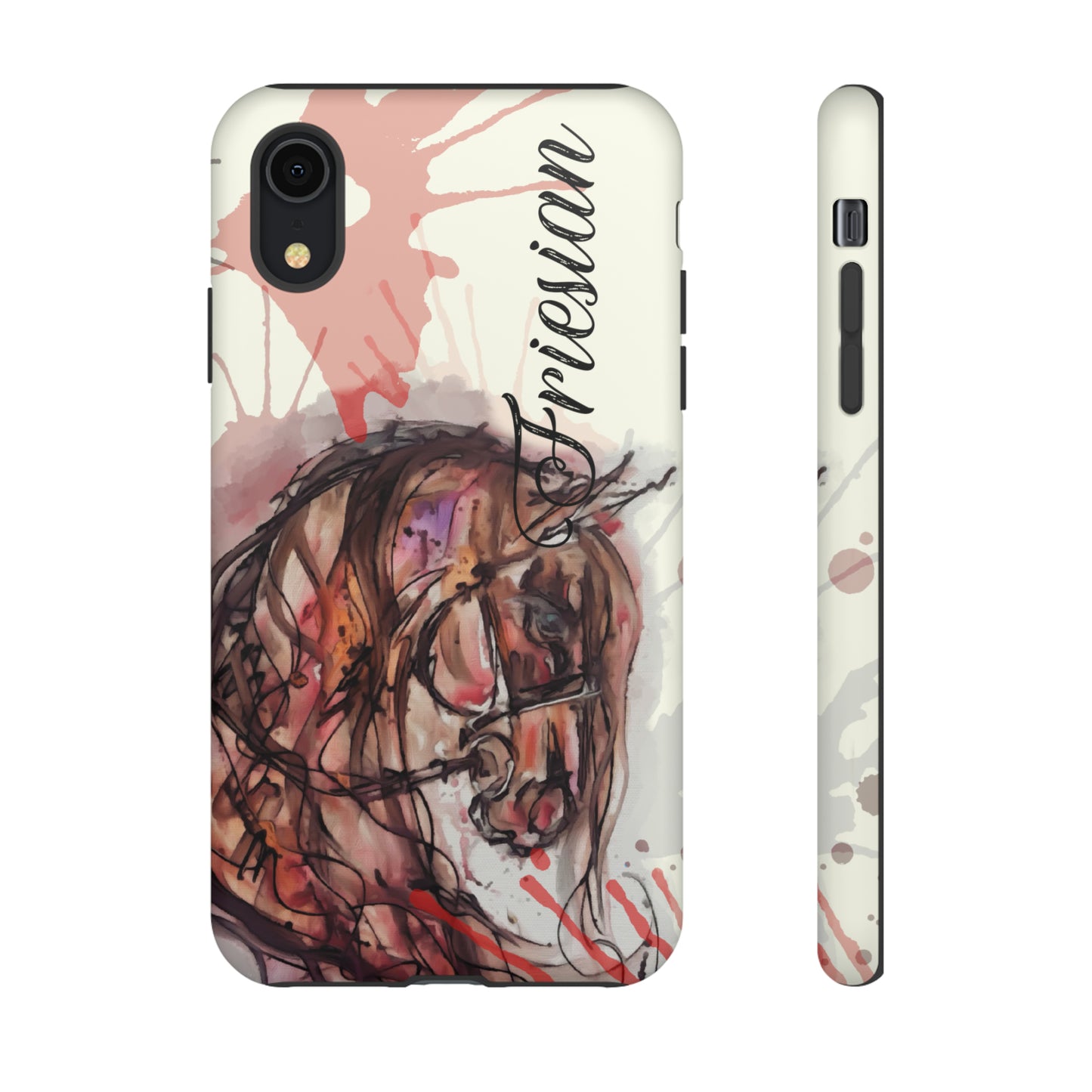 Friesian Watercolor Flower crown Horse Horse Lover Gift Study Tough Case Phone Case.