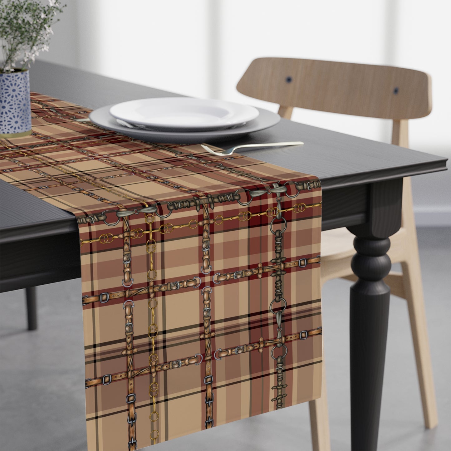 Christmas plaid with Bit overlay Motif Table Runner