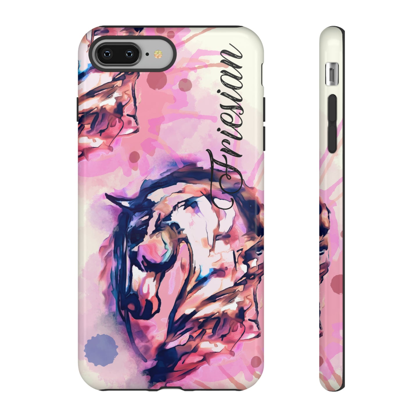 Friesian Watercolor Flower crown Horse Horse Lover Gift Study Tough Case Phone Case.