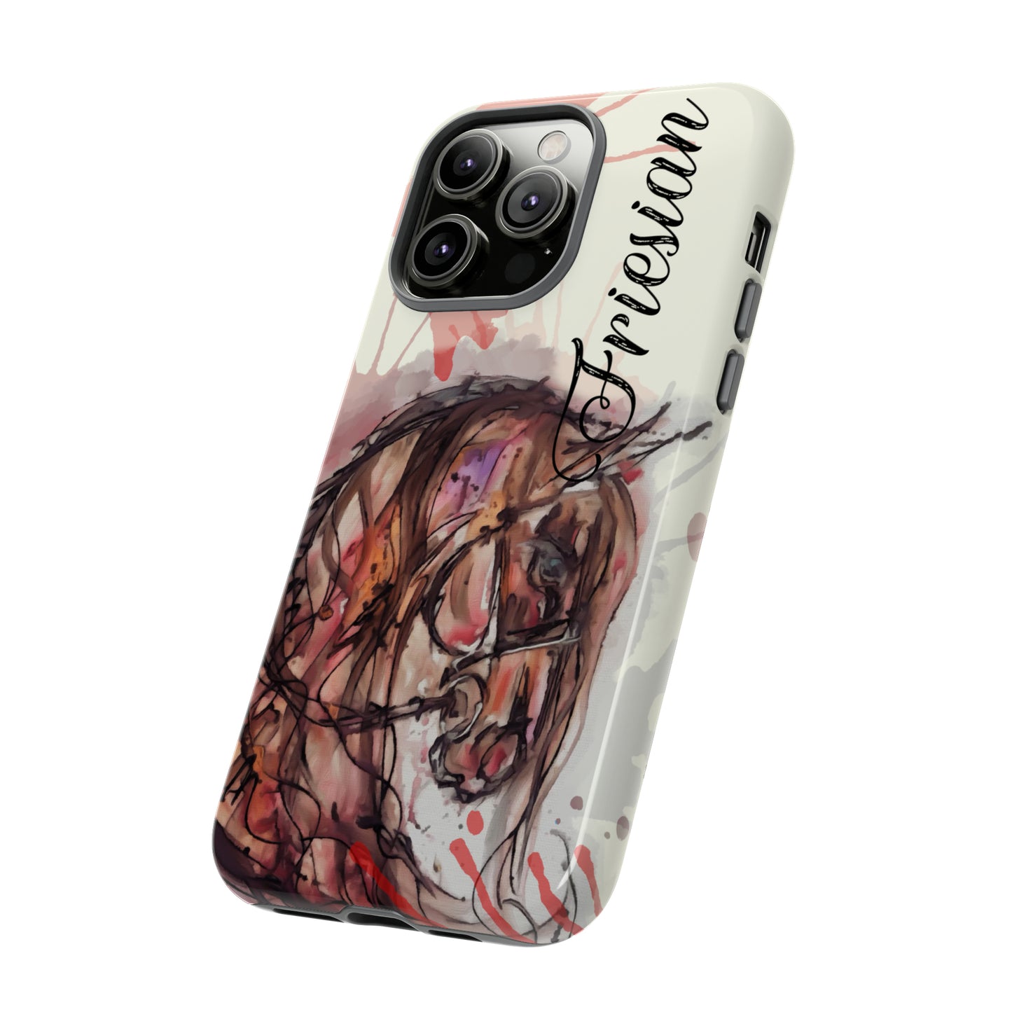 Friesian Watercolor Flower crown Horse Horse Lover Gift Study Tough Case Phone Case.