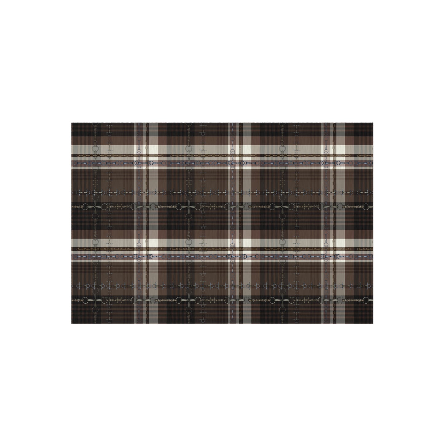 Equestrian plaid and snaffle bit Indoor/Outdoor Rug