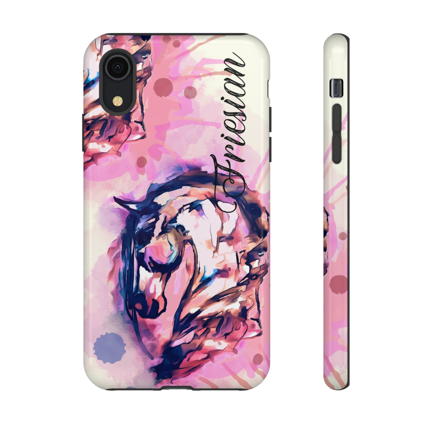 Friesian Watercolor Flower crown Horse Horse Lover Gift Study Tough Case Phone Case.