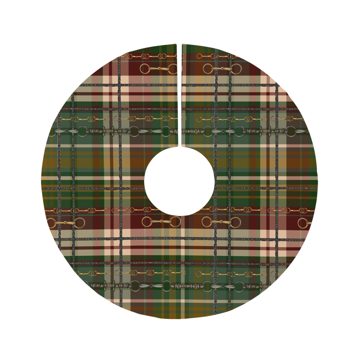 Farm House Equestrian Plaid Round Tree Skirt