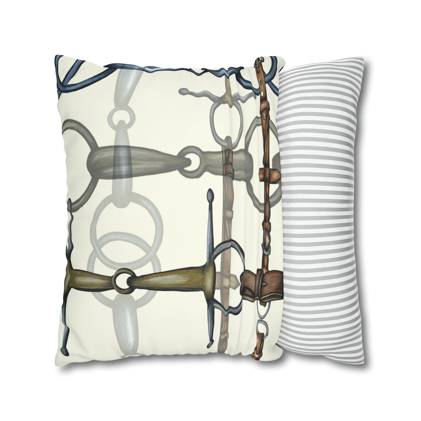Double sided equestrian bit pattern Polyester Pillowcase 24x24