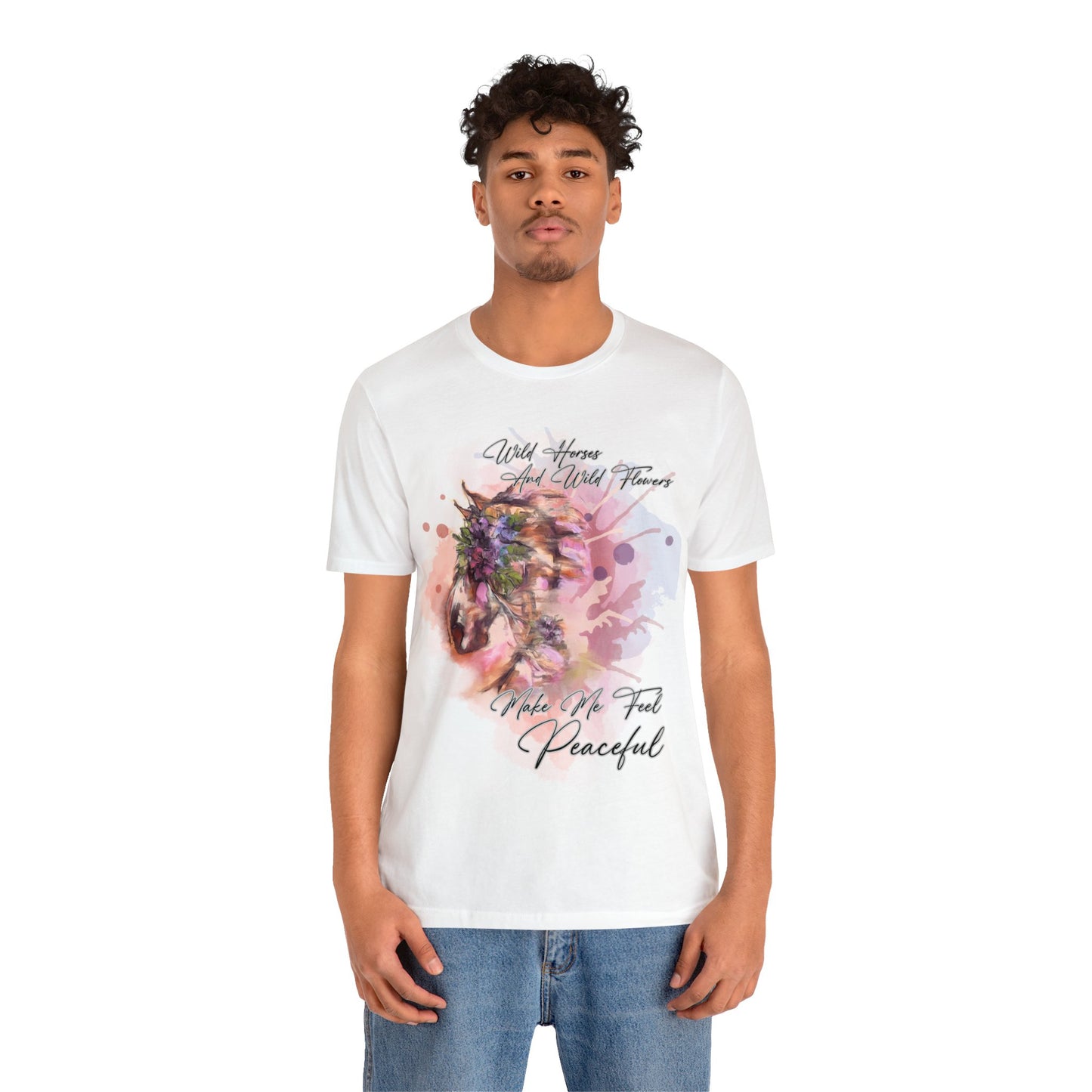 Inspirational Equestrian Horse and Flowers Art Unisex Jersey Short Sleeve Tee