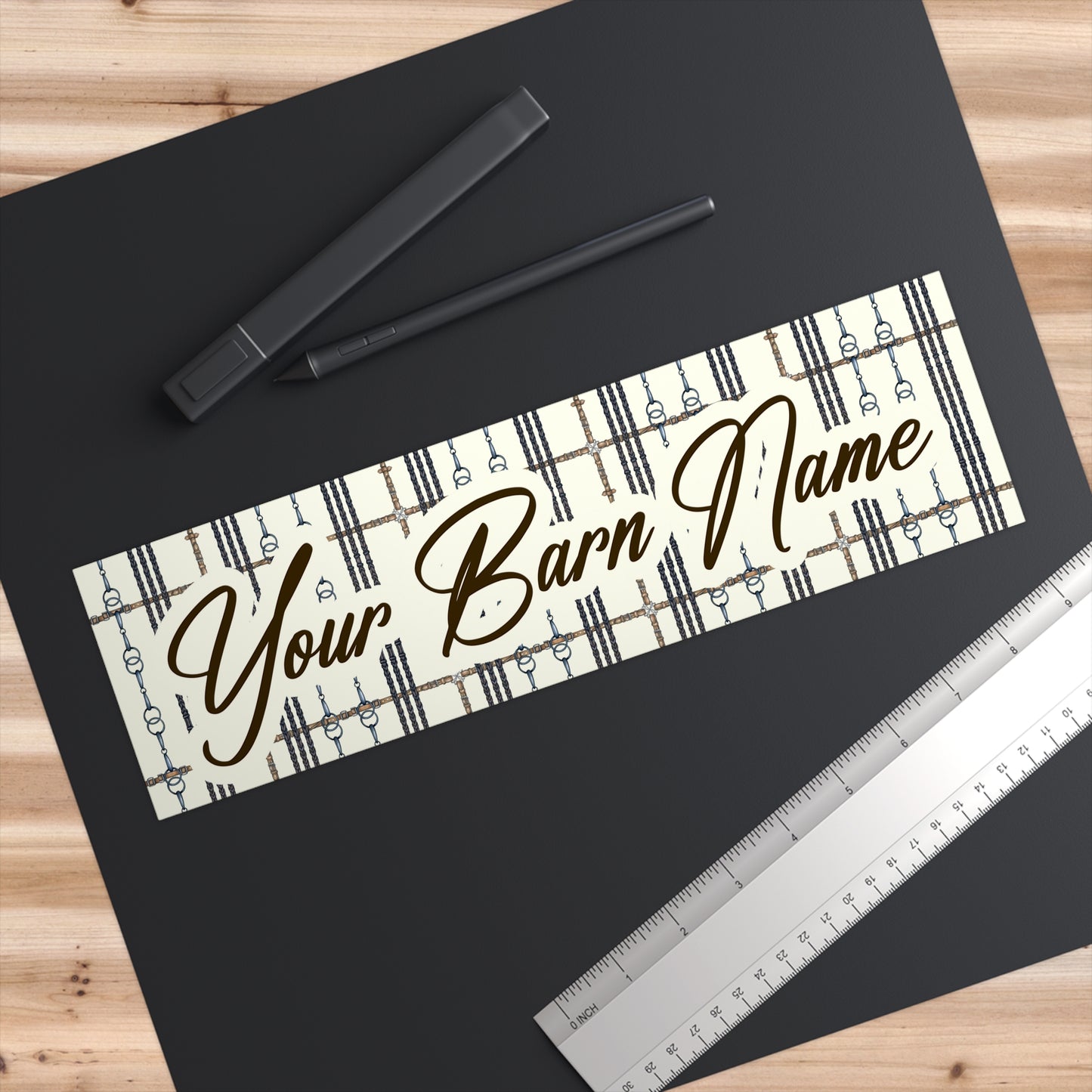 Your Barn Name, Customizable Equestrian Bumper Stickers Ivory