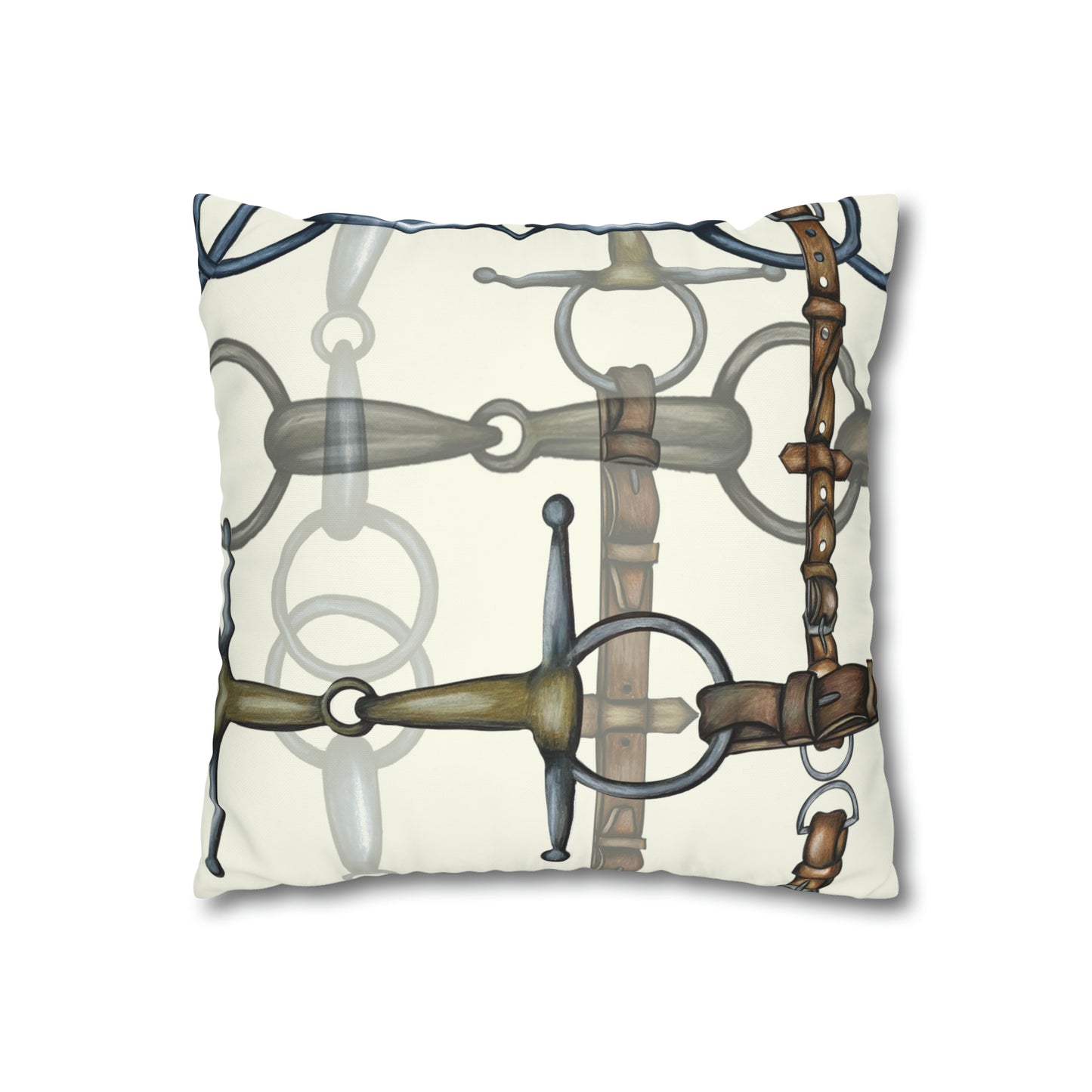 Double sided equestrian bit pattern Polyester Pillowcase 24x24