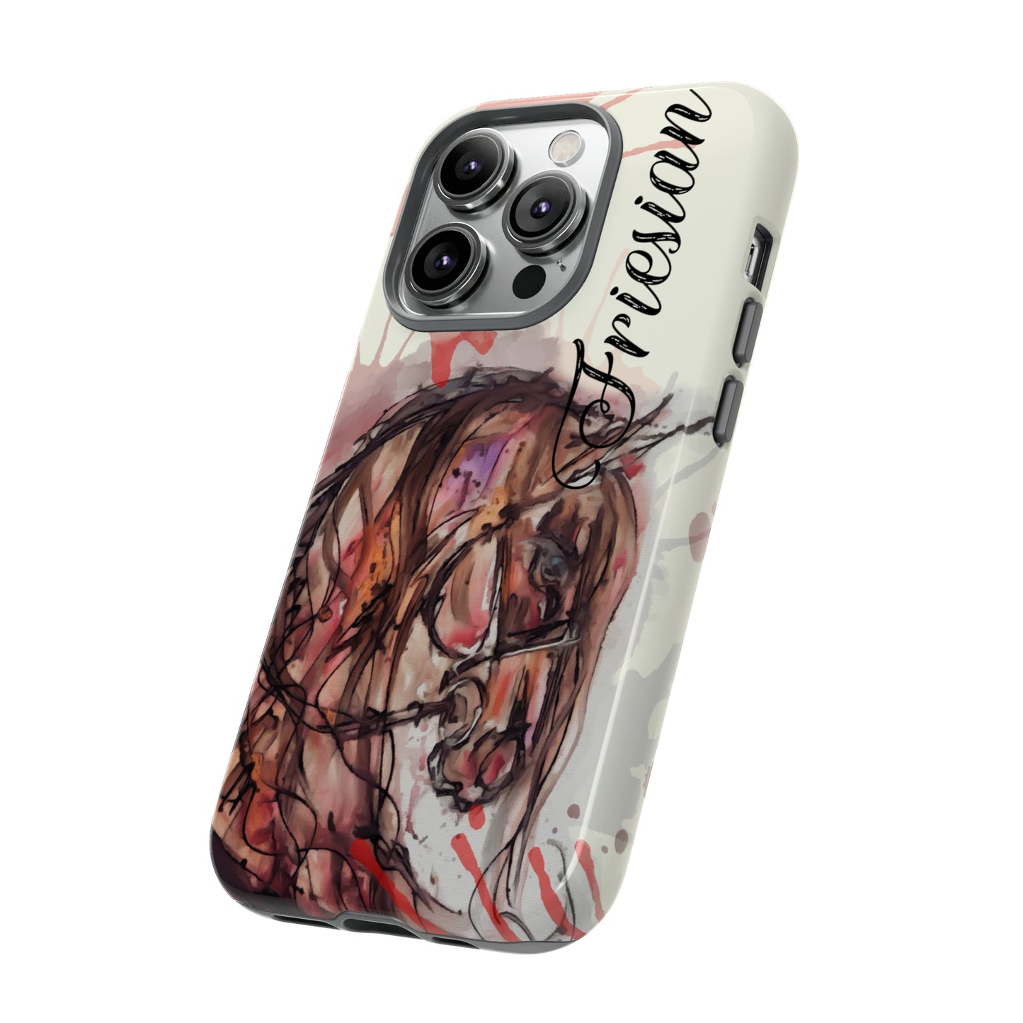Friesian Watercolor Flower crown Horse Horse Lover Gift Study Tough Case Phone Case.