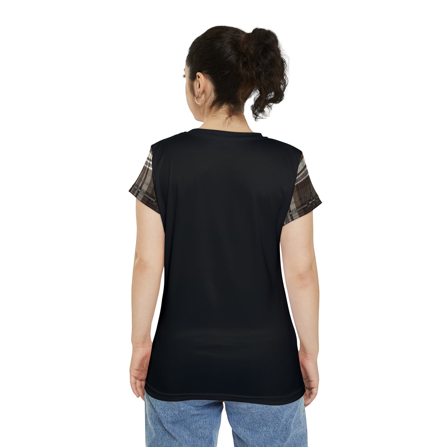 Sporty Dressage Art Dressage Text Women's Short Sleeve Shirt (AOP)