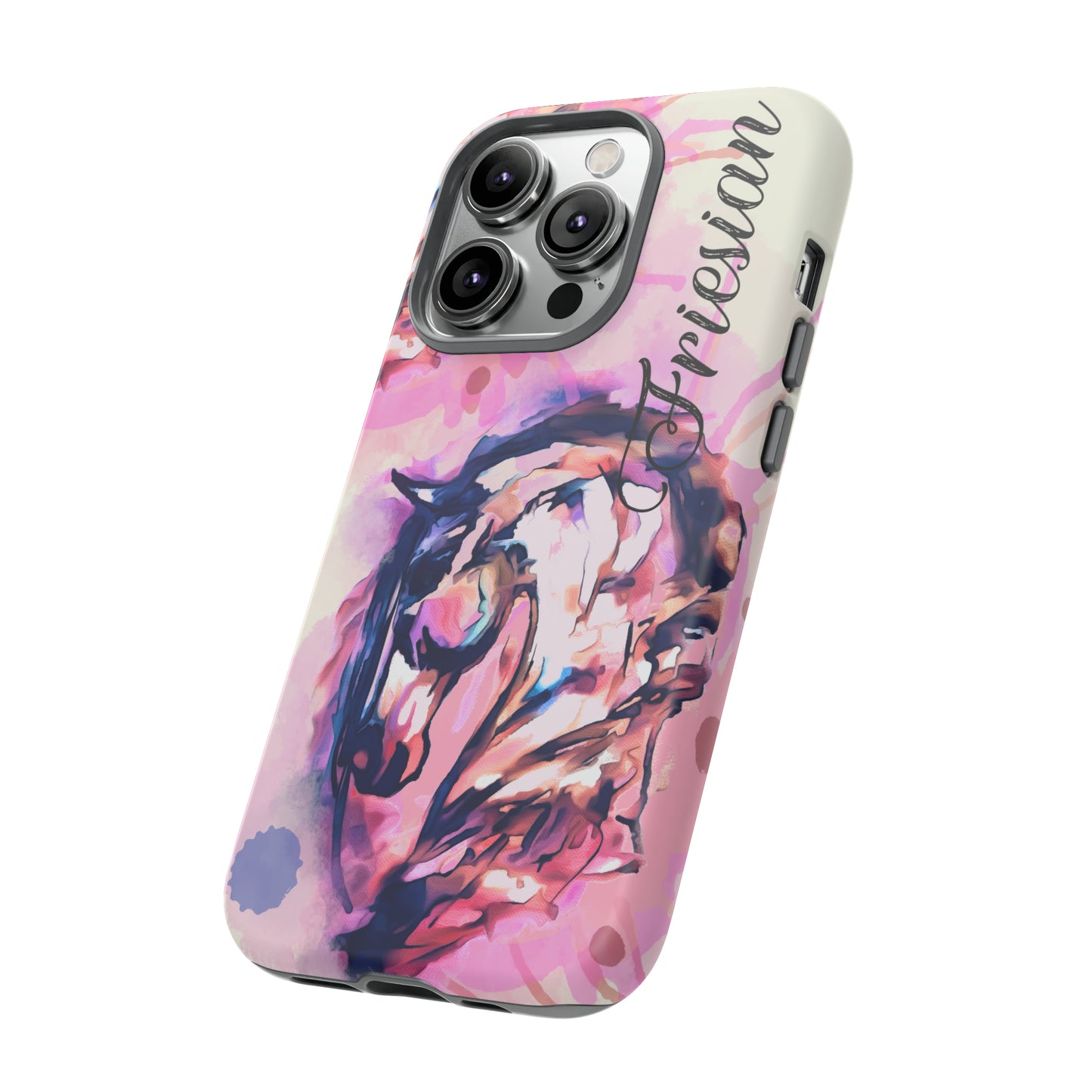 Friesian Watercolor Flower crown Horse Horse Lover Gift Study Tough Case Phone Case.