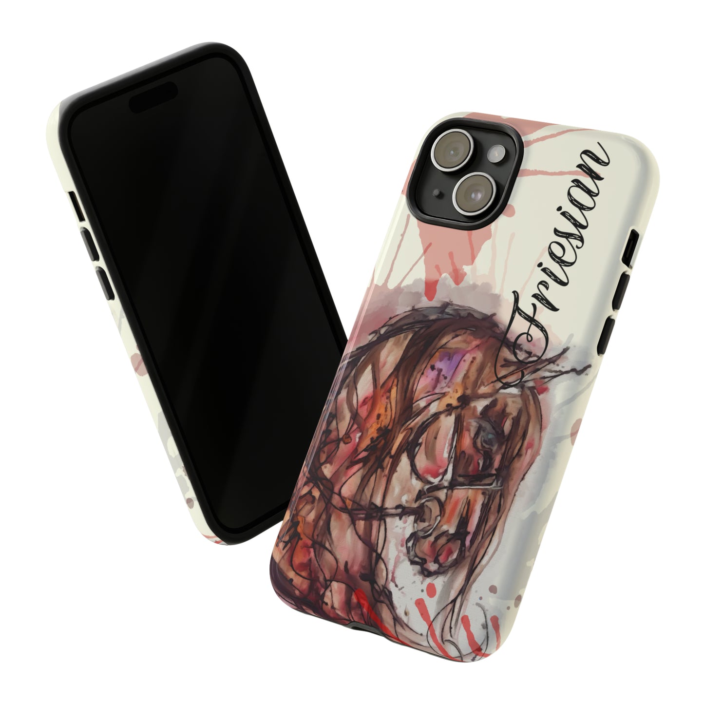 Friesian Watercolor Flower crown Horse Horse Lover Gift Study Tough Case Phone Case.