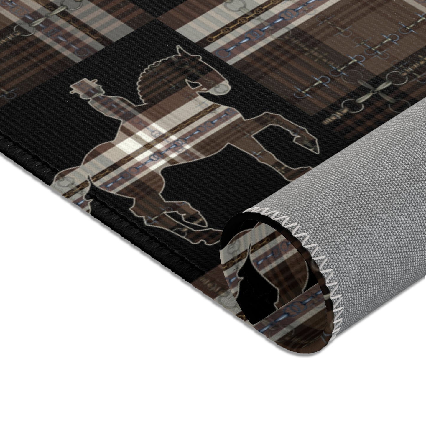 Dressage Piaffe snaffle Bit Plaid Rug - Show Stall Mat - Tack Room Rug - Horse Lovers Gift - Practice your Test Dressage Rug