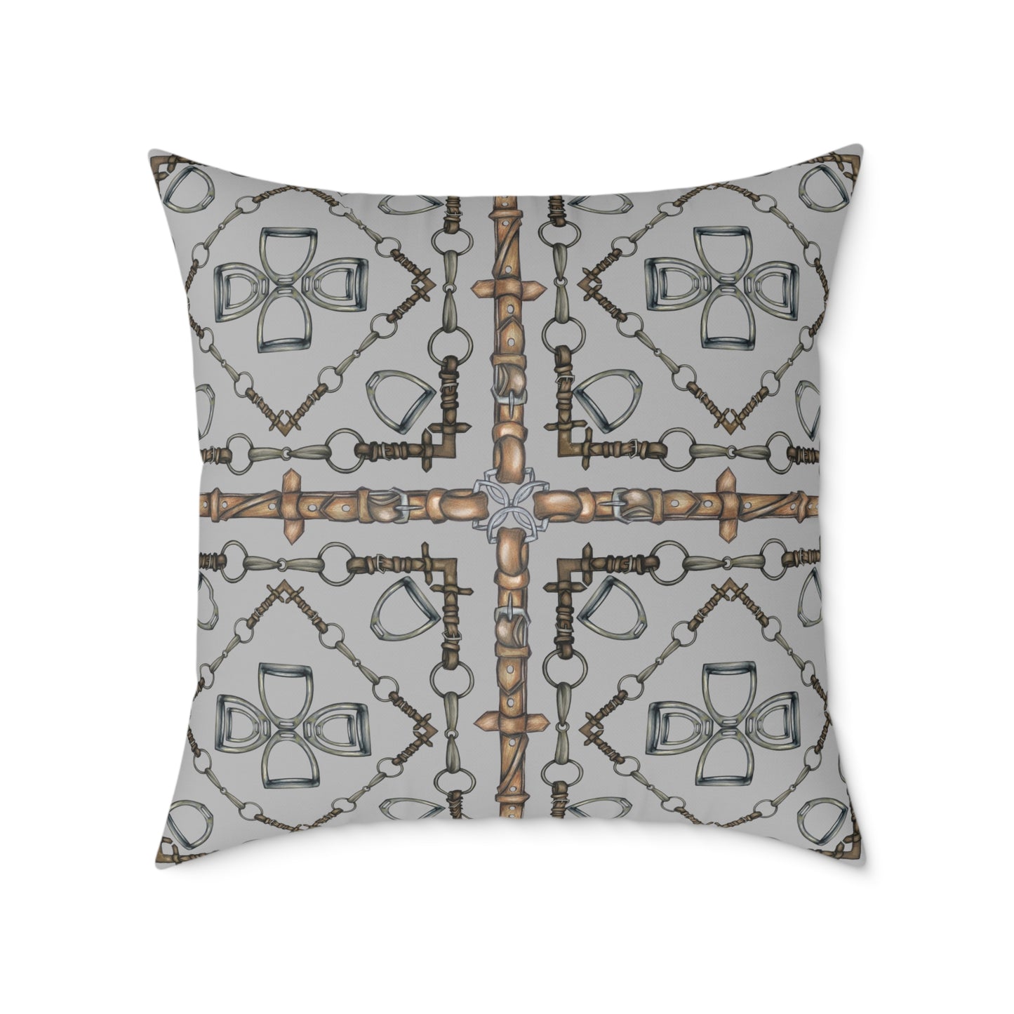 Snaffle Bit Equestrian Home Decor. Hunter Jumper Dressage Bit and Reins Pillow. My original Artwork printed on a pillow. 101 Bits co