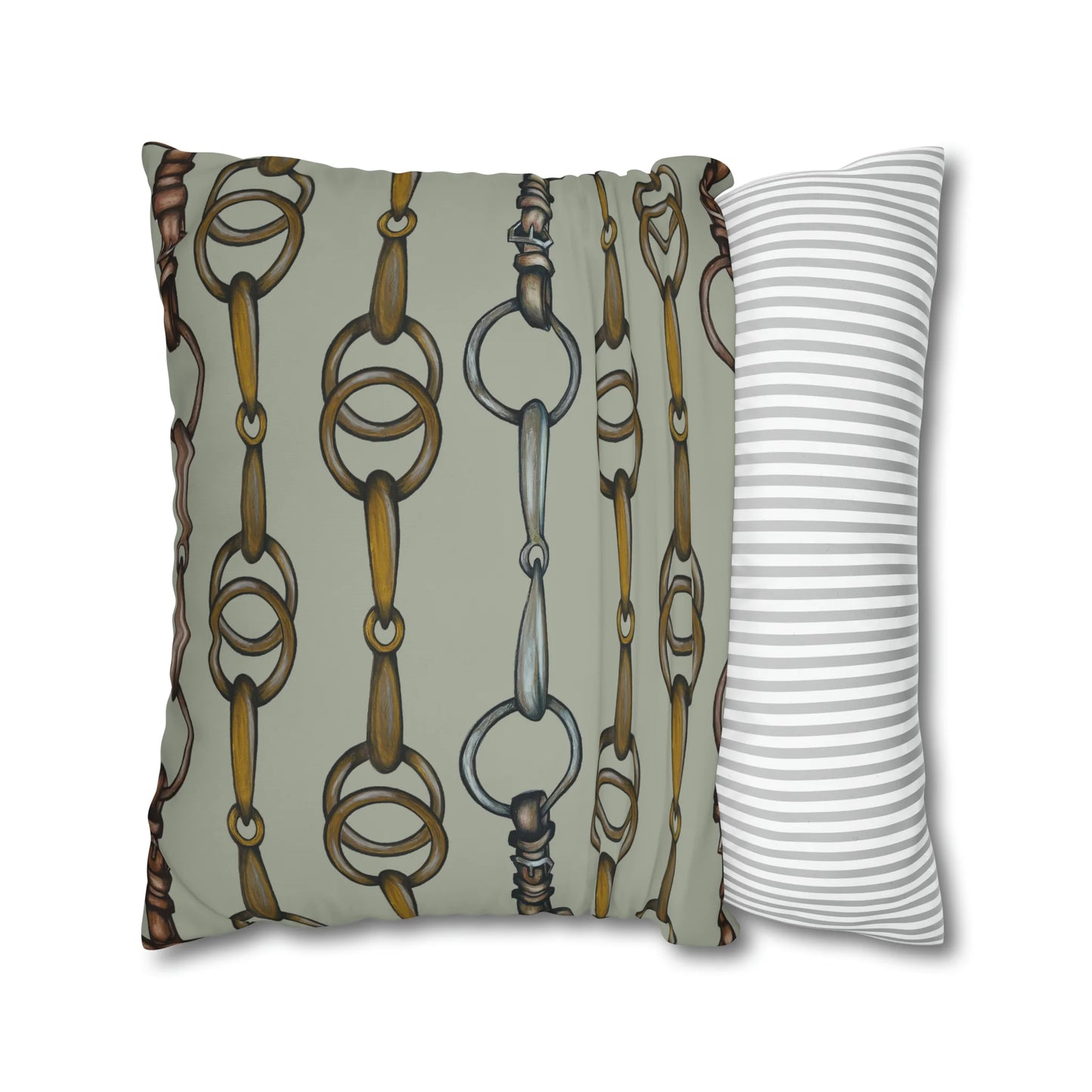 Green Linear Bits Double Sided Equestrian Chaos Bit Pillow Case