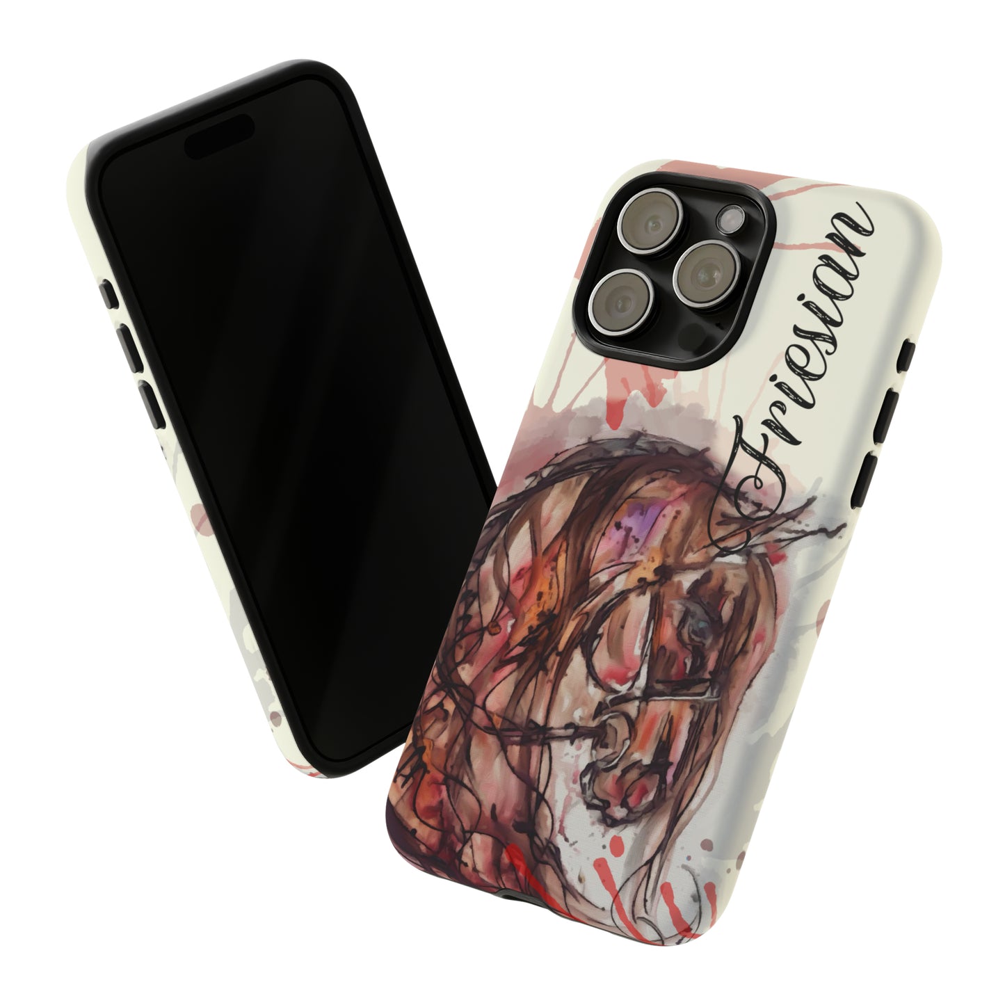 Friesian Watercolor Flower crown Horse Horse Lover Gift Study Tough Case Phone Case.