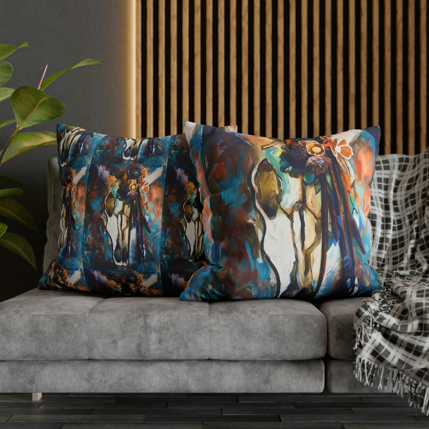 Southwestern Cow Skull Double Sided PILLOW CASE Pillow Cover Provide your own insert One Case