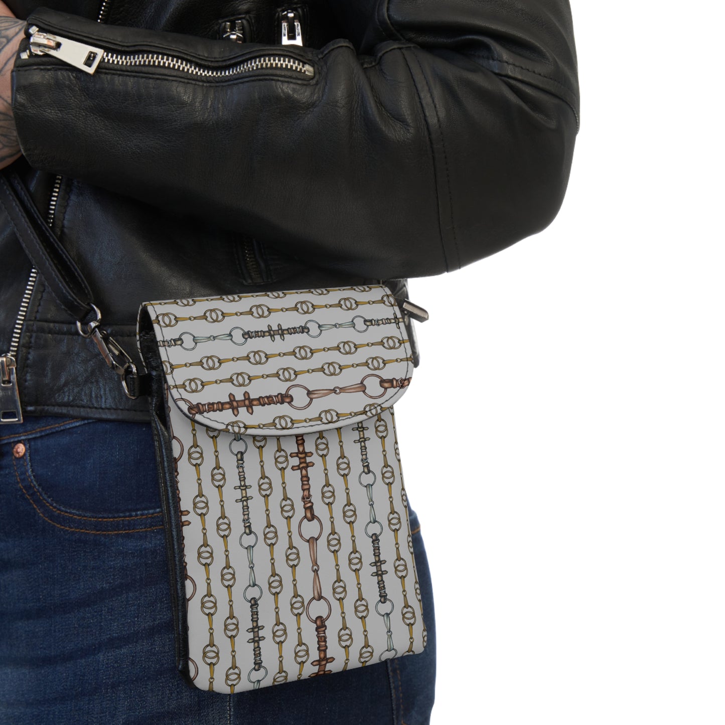 Snaffle Bit gray Cell Phone Wallet Purse