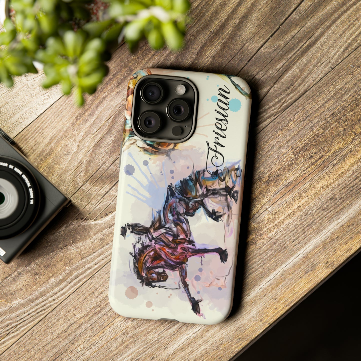 Friesian Watercolor Horse Horse Lover Gift Study Tough Case Phone Case.