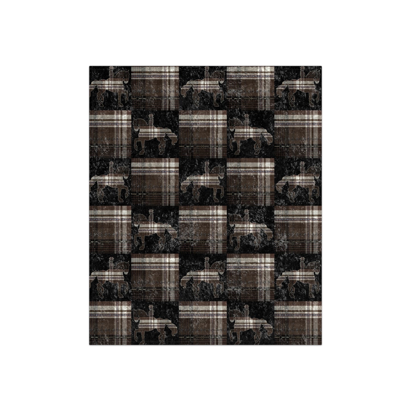 Brown Piaffe Snaffle bit equestrian crushed Velvet Throw.