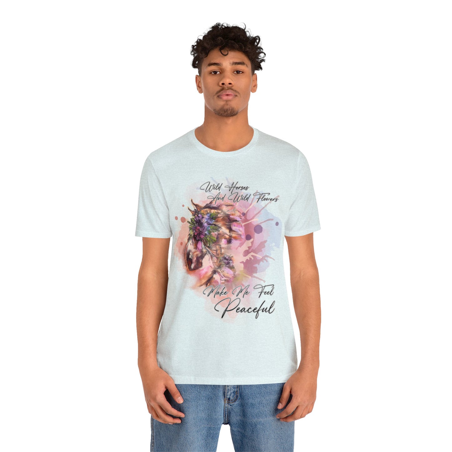 Inspirational Equestrian Horse and Flowers Art Unisex Jersey Short Sleeve Tee