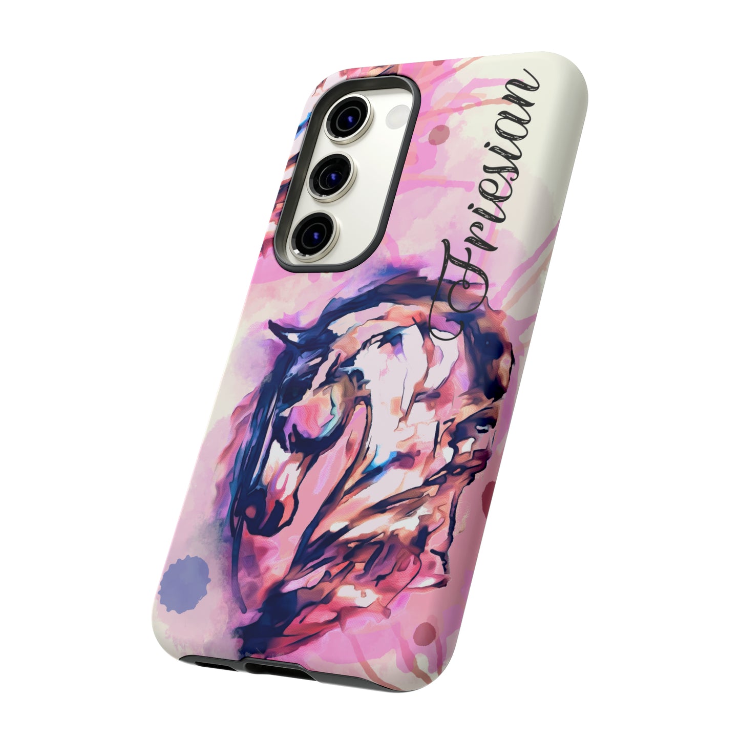Friesian Watercolor Flower crown Horse Horse Lover Gift Study Tough Case Phone Case.