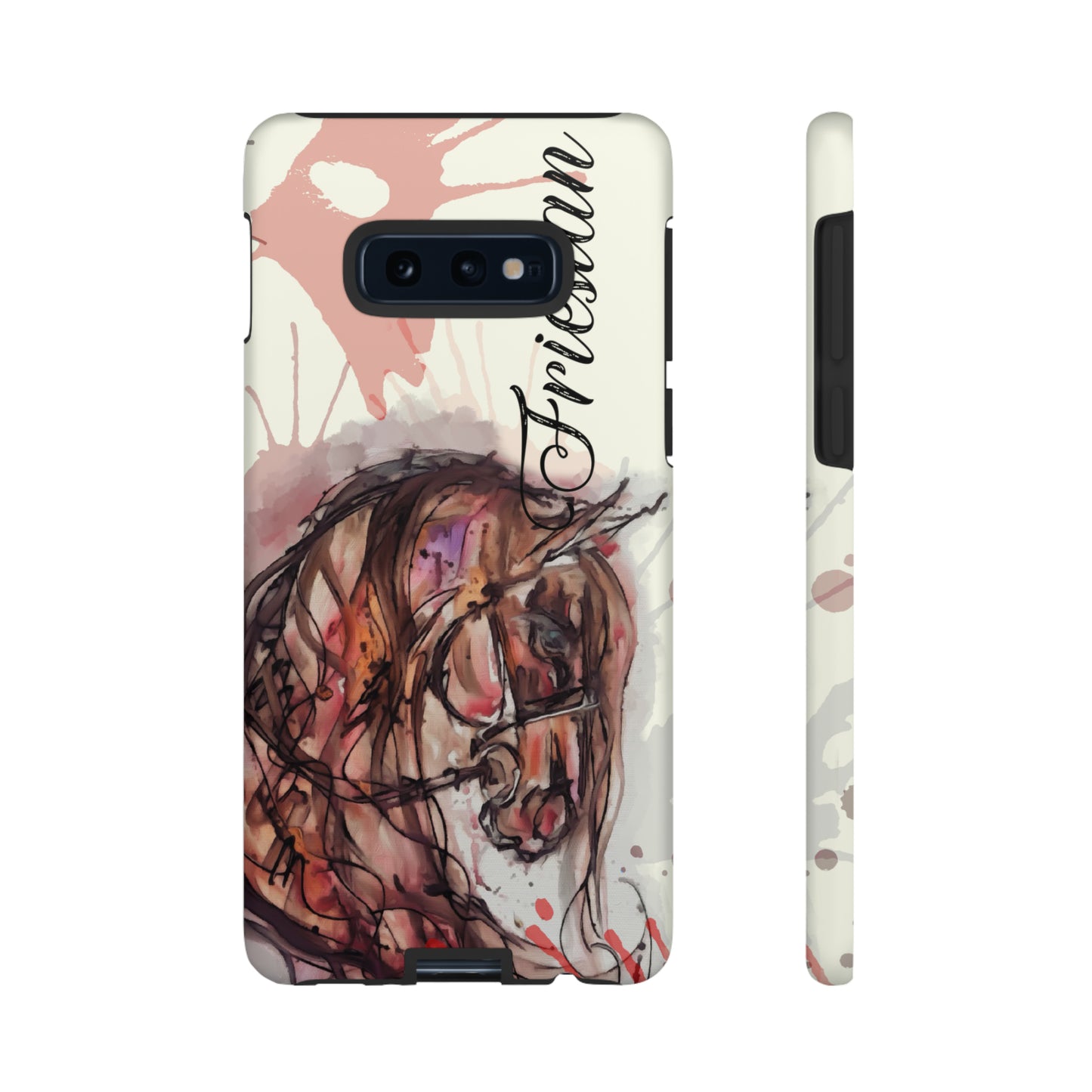 Friesian Watercolor Flower crown Horse Horse Lover Gift Study Tough Case Phone Case.