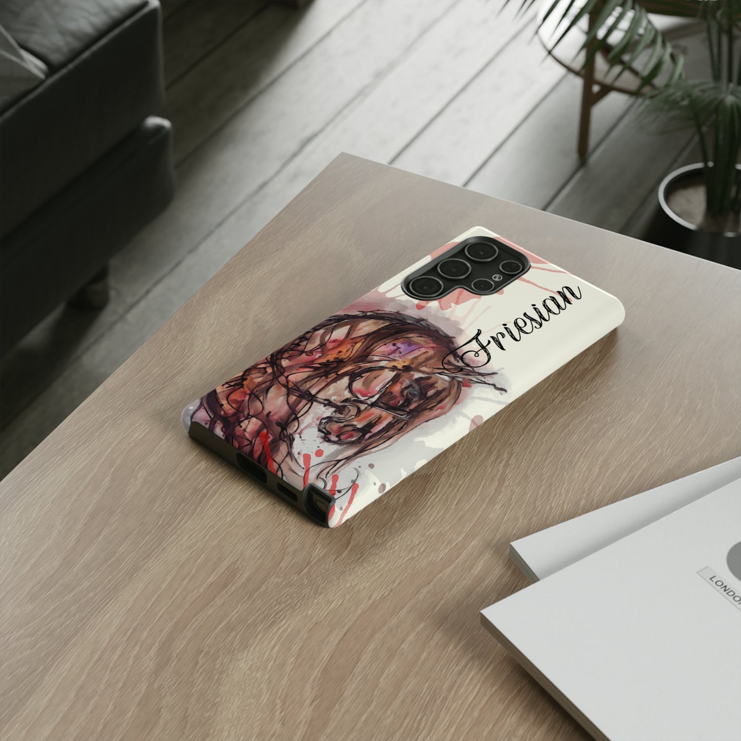 Friesian Watercolor Flower crown Horse Horse Lover Gift Study Tough Case Phone Case.