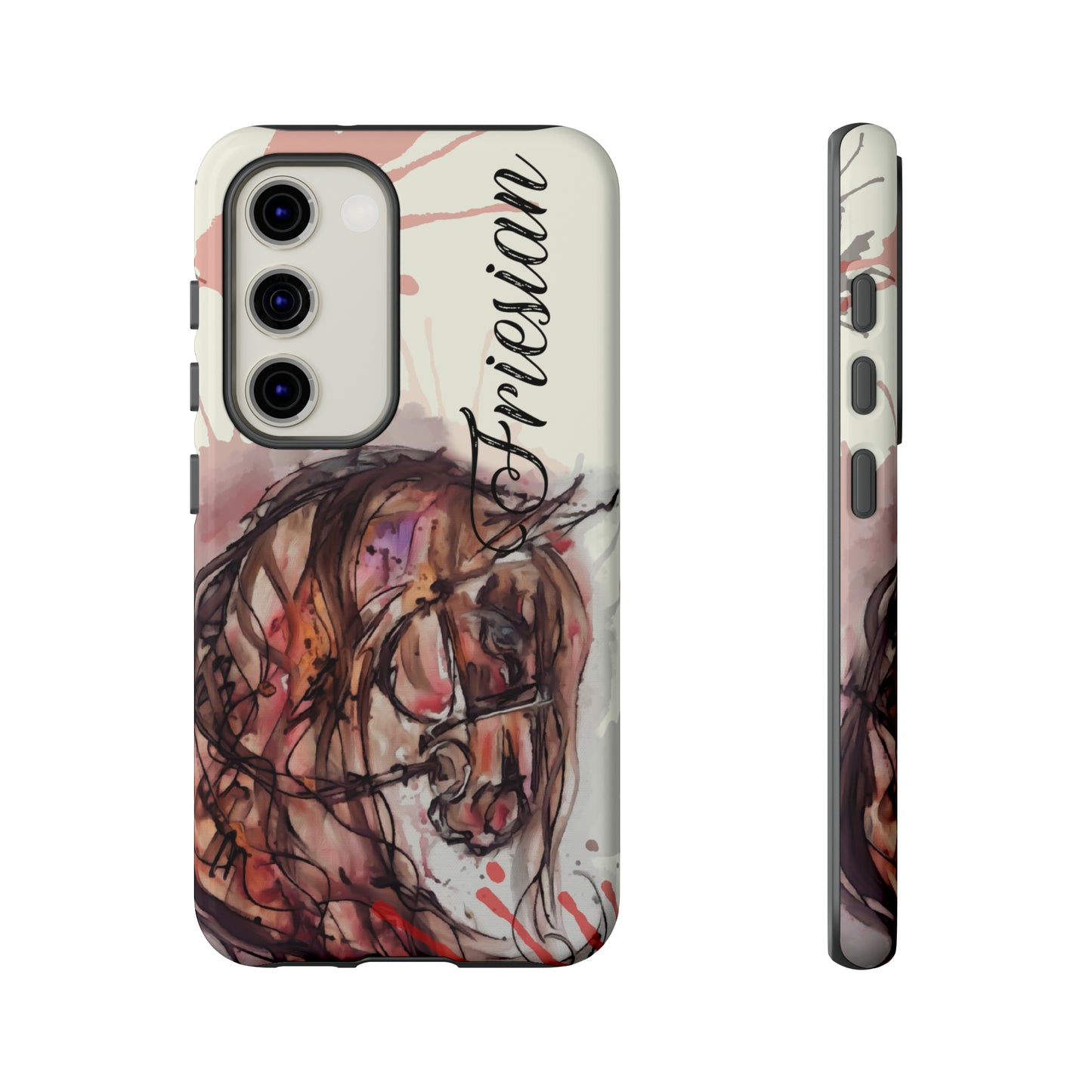 Friesian Watercolor Flower crown Horse Horse Lover Gift Study Tough Case Phone Case.