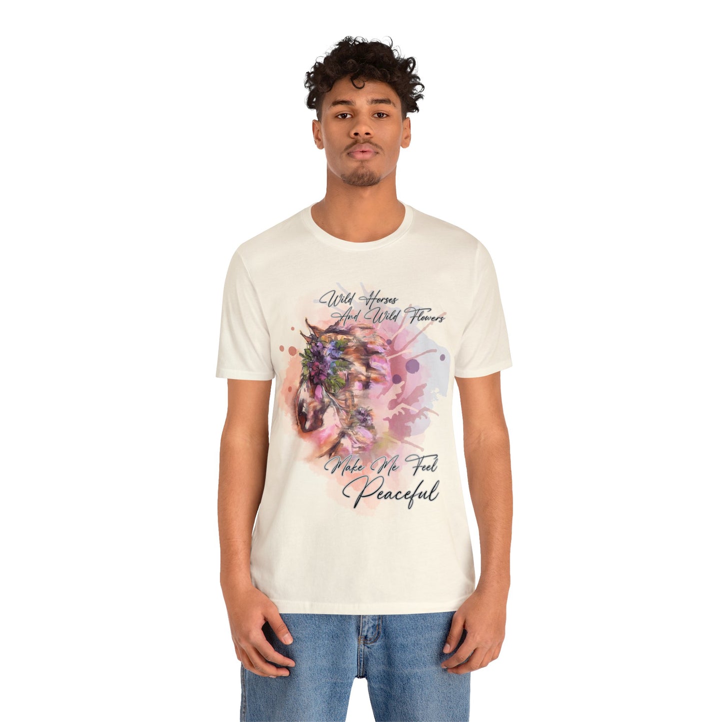 Inspirational Equestrian Horse and Flowers Art Unisex Jersey Short Sleeve Tee
