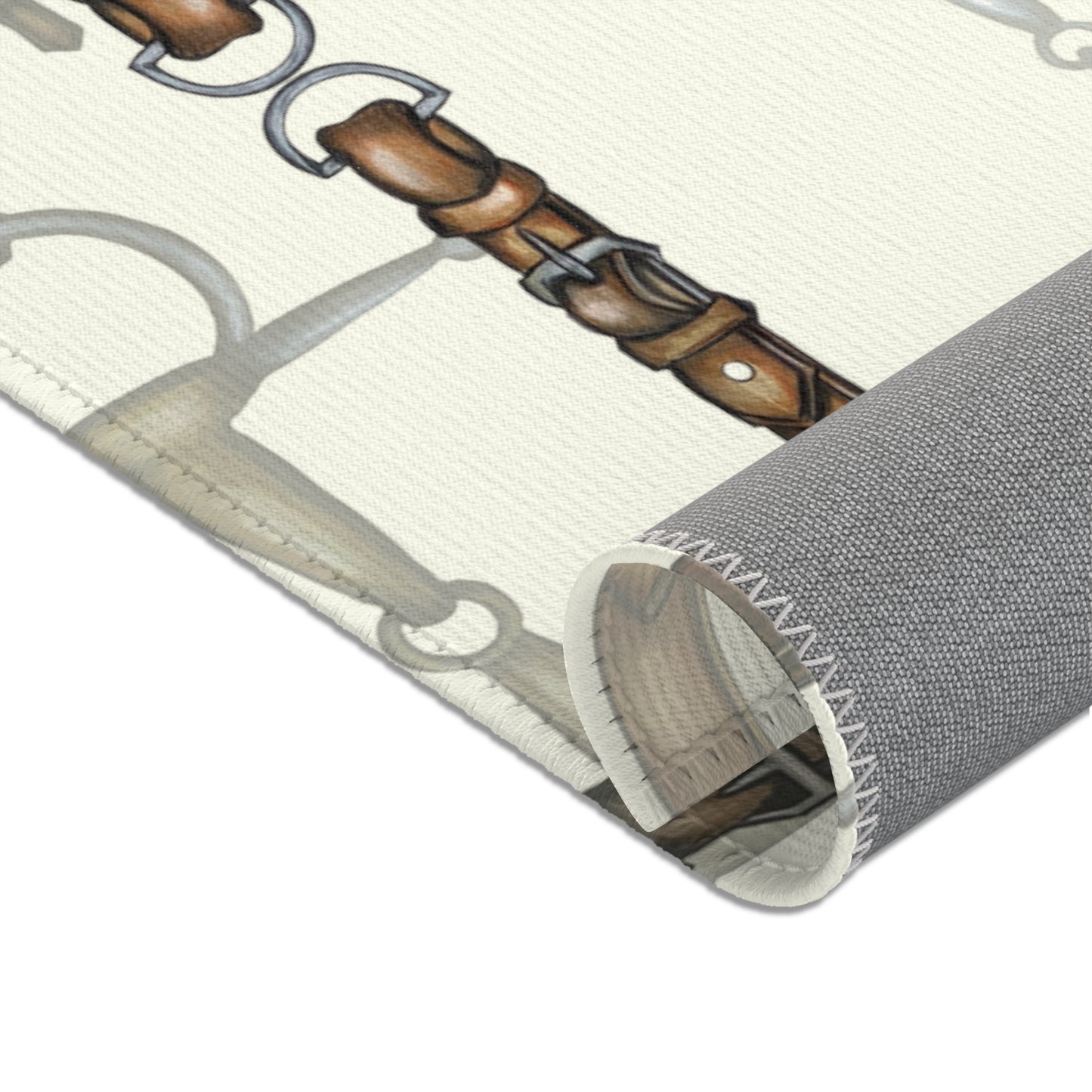 Equestrian Snaffle Bit Pattern Area Rug - Show Stall Mat - Tack Room Rug - Horse Lovers Gift