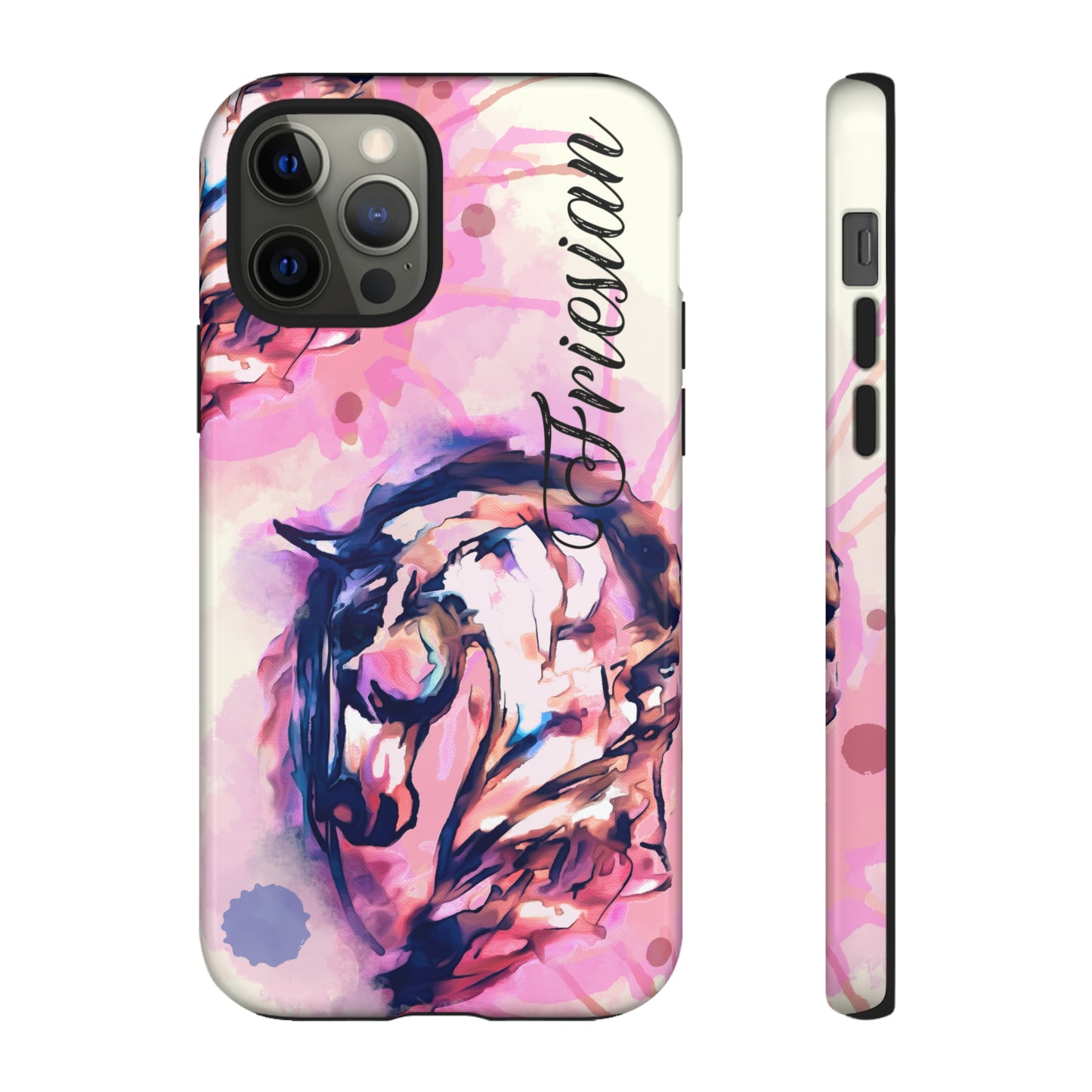 Friesian Watercolor Flower crown Horse Horse Lover Gift Study Tough Case Phone Case.