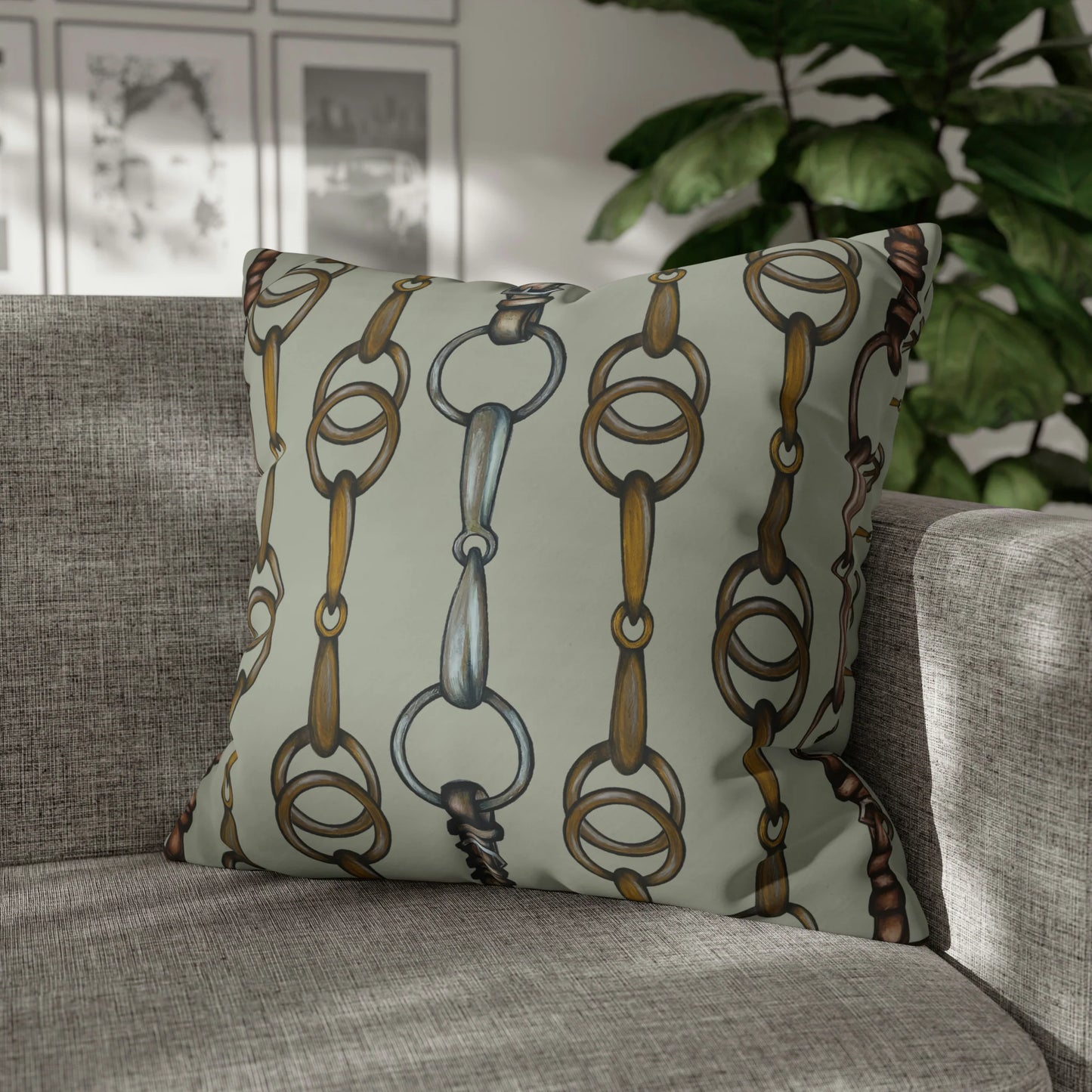 Green Linear Bits Double Sided Equestrian Chaos Bit Pillow Case