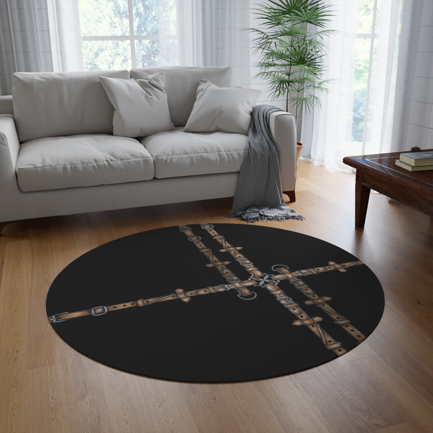 Minimalistic Equestrian Bit Round Rug