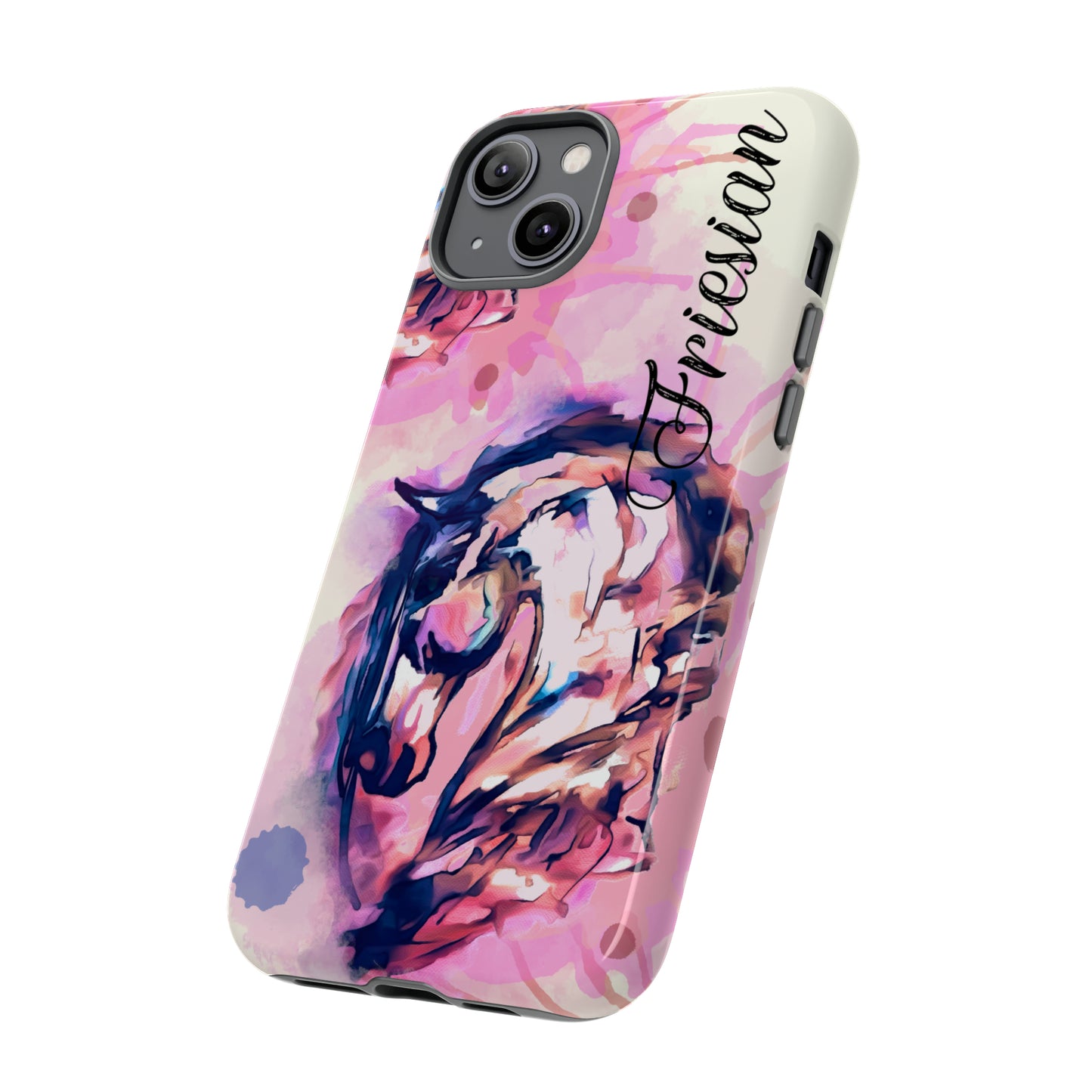 Friesian Watercolor Flower crown Horse Horse Lover Gift Study Tough Case Phone Case.