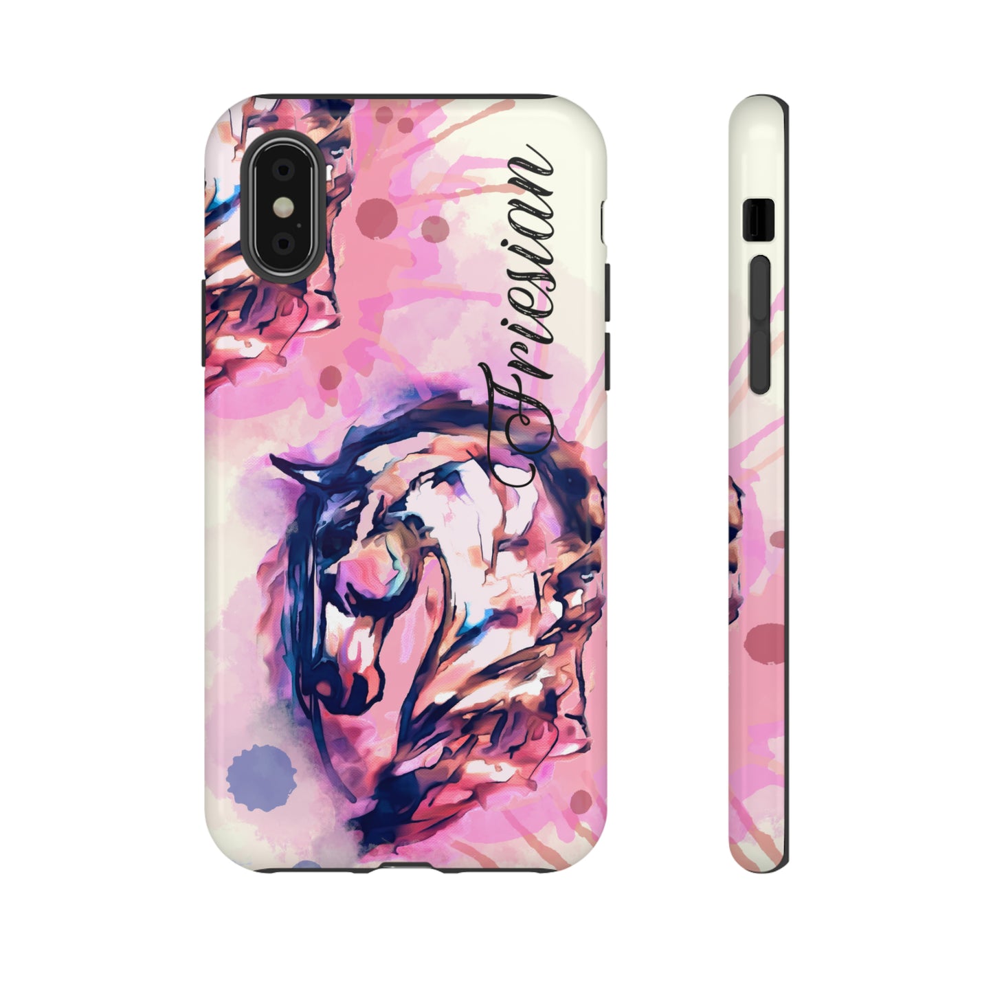 Friesian Watercolor Flower crown Horse Horse Lover Gift Study Tough Case Phone Case.