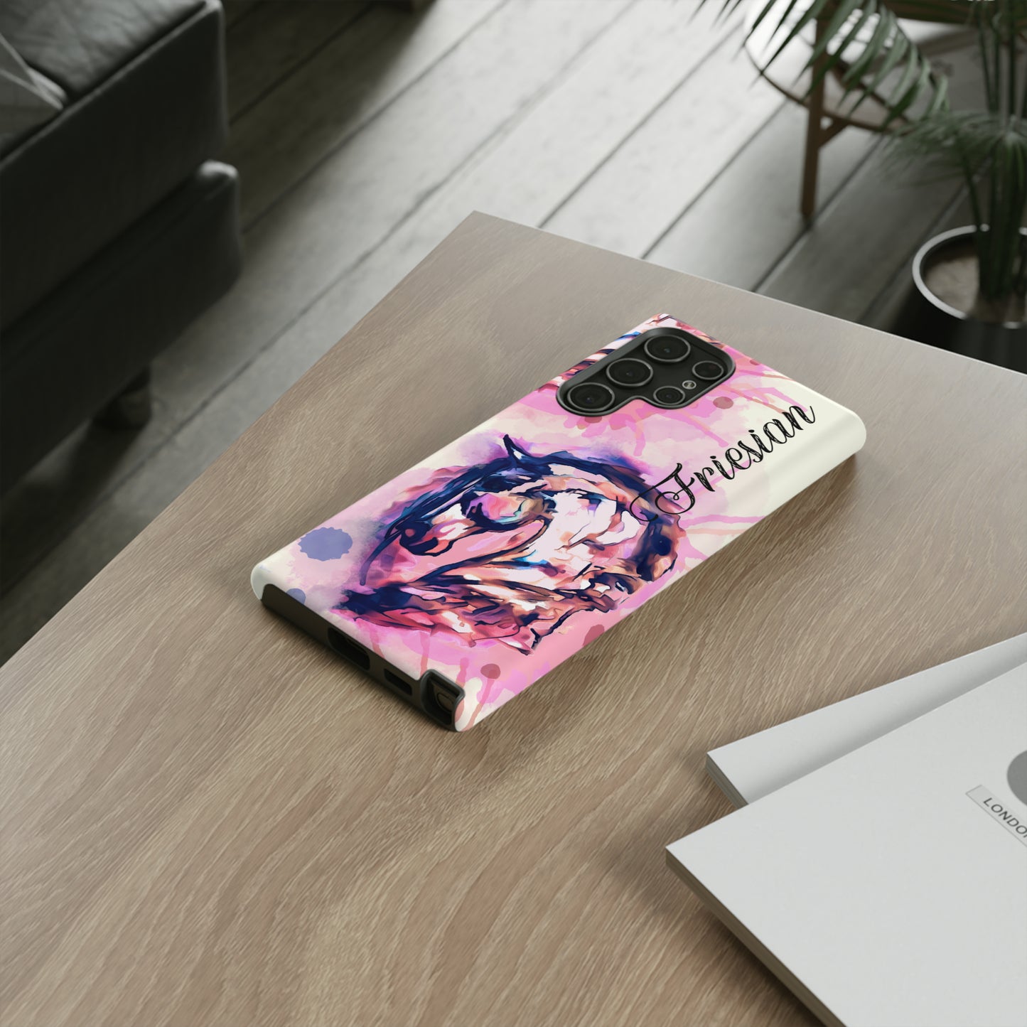 Friesian Watercolor Flower crown Horse Horse Lover Gift Study Tough Case Phone Case.