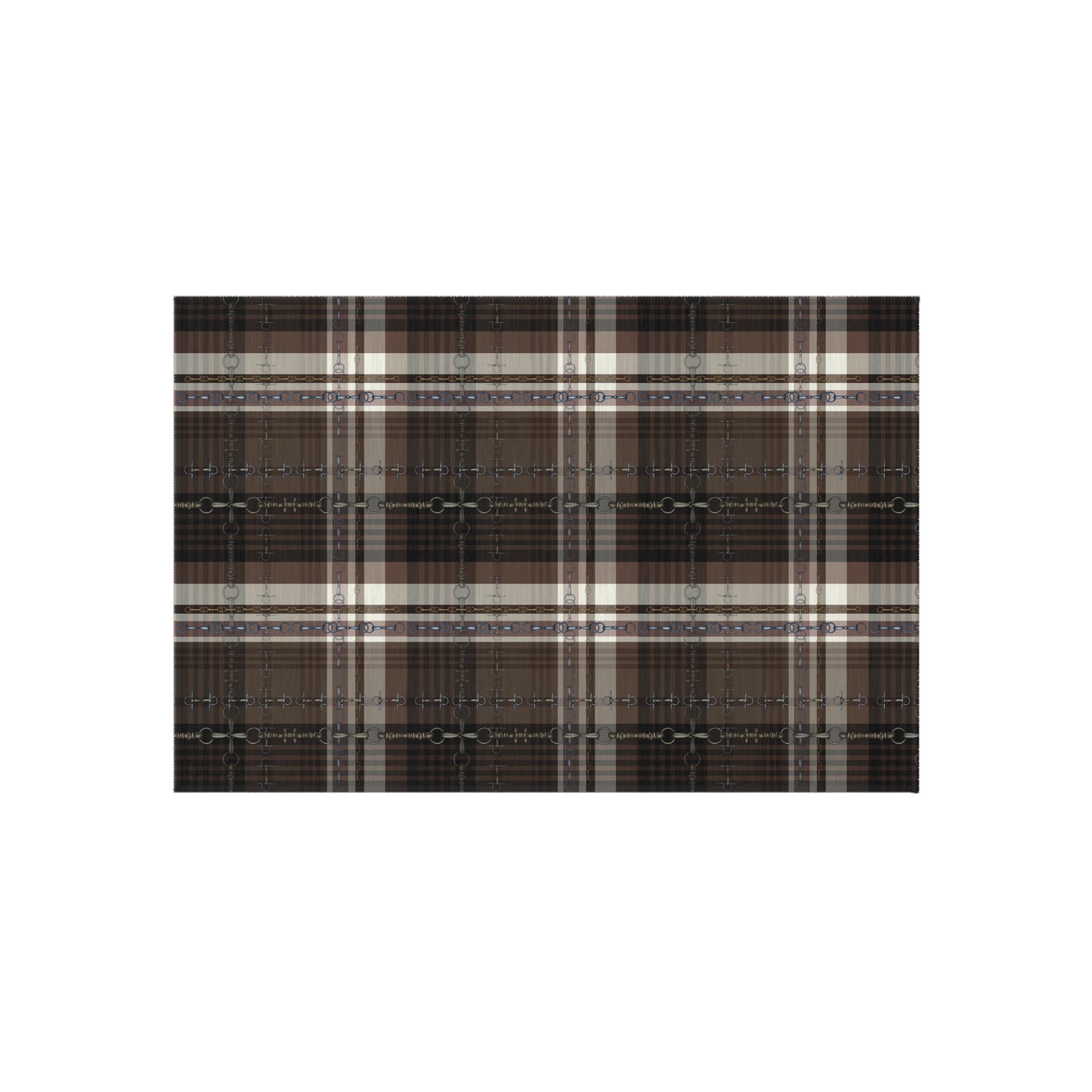 Equestrian plaid and snaffle bit Indoor/Outdoor Rug