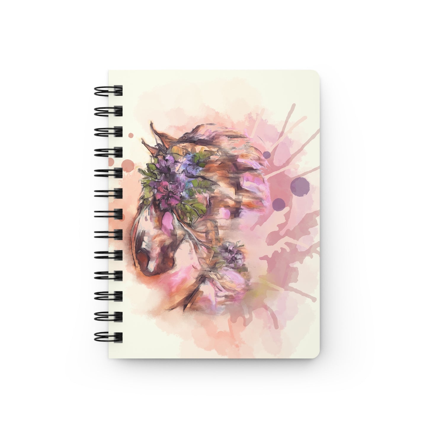 RomanticWater Color Horse Horse Spiral Bound Journal. Dressage Notebook