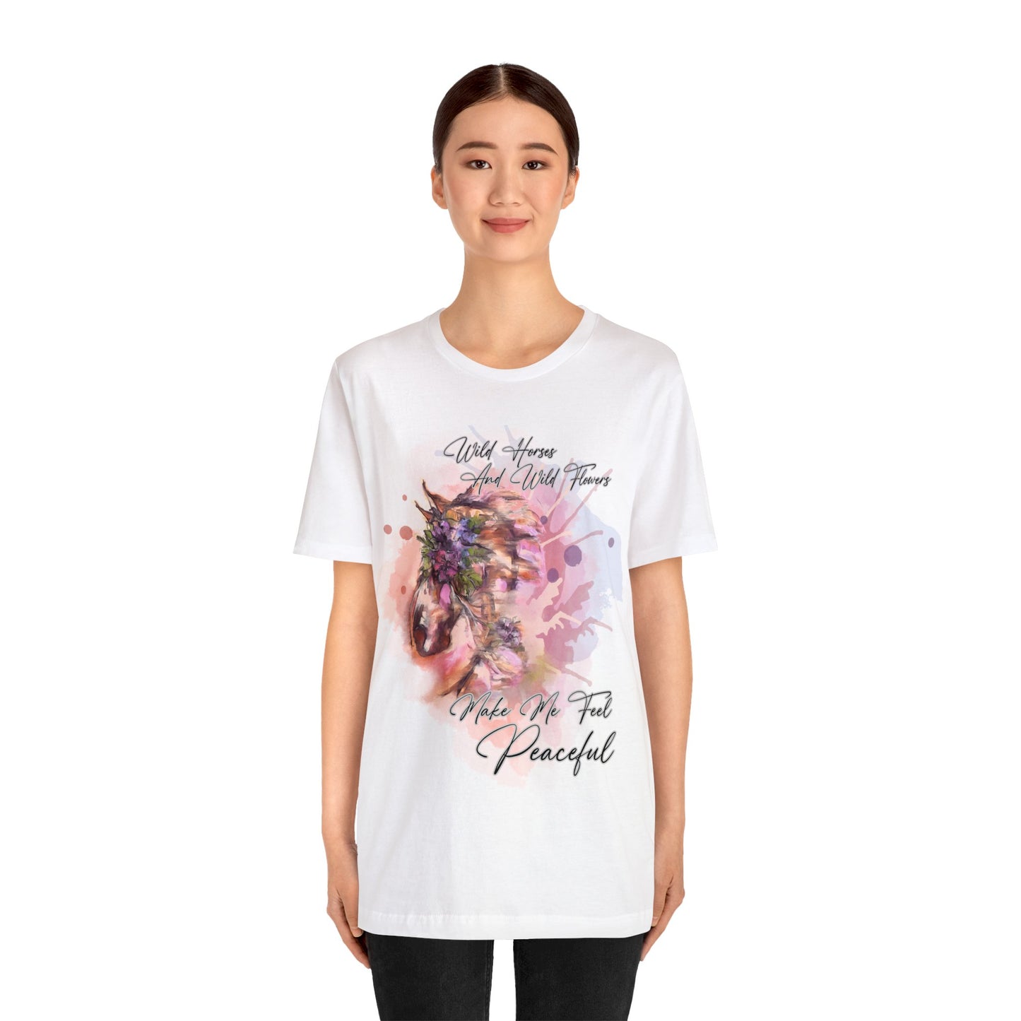 Inspirational Equestrian Horse and Flowers Art Unisex Jersey Short Sleeve Tee