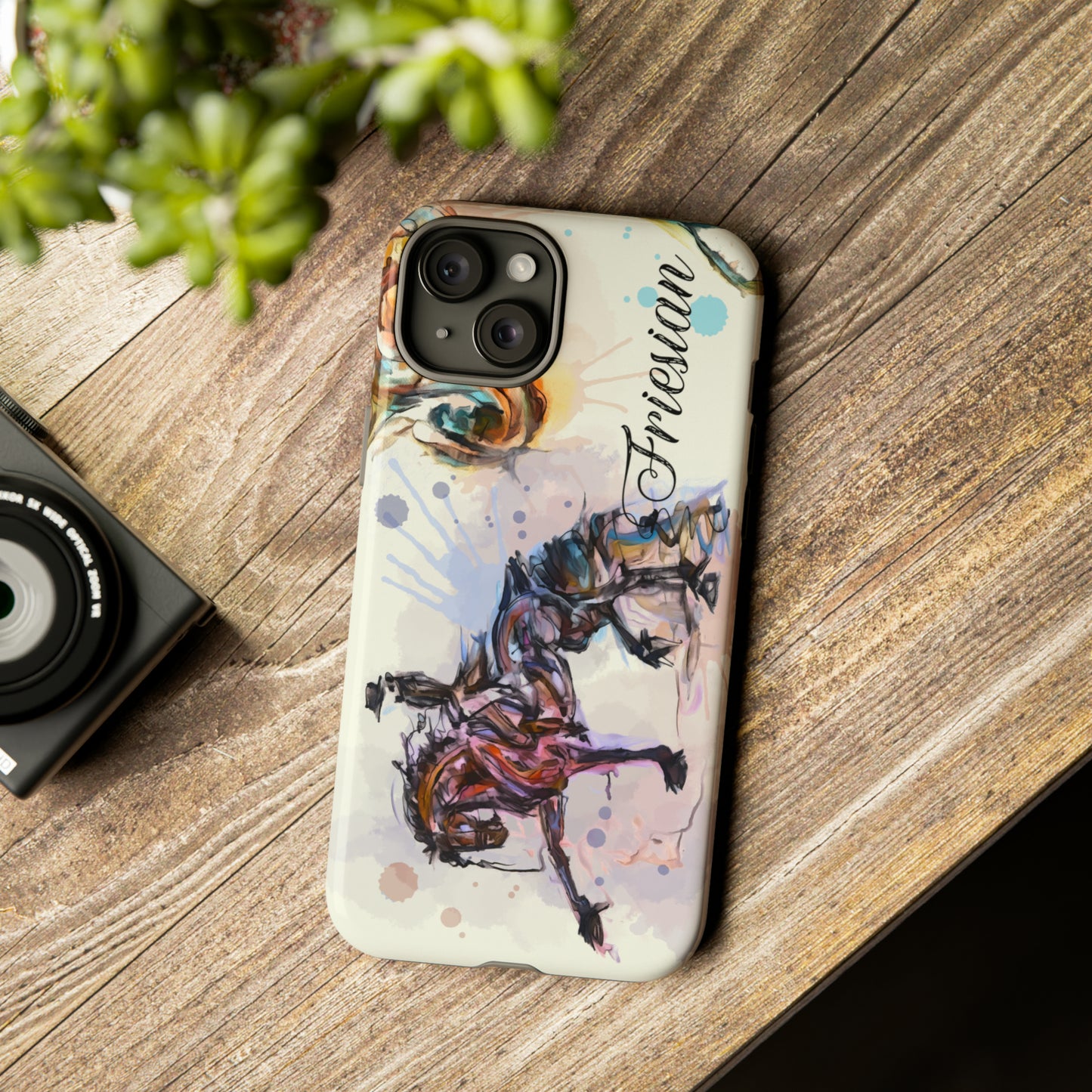 Friesian Watercolor Horse Horse Lover Gift Study Tough Case Phone Case.