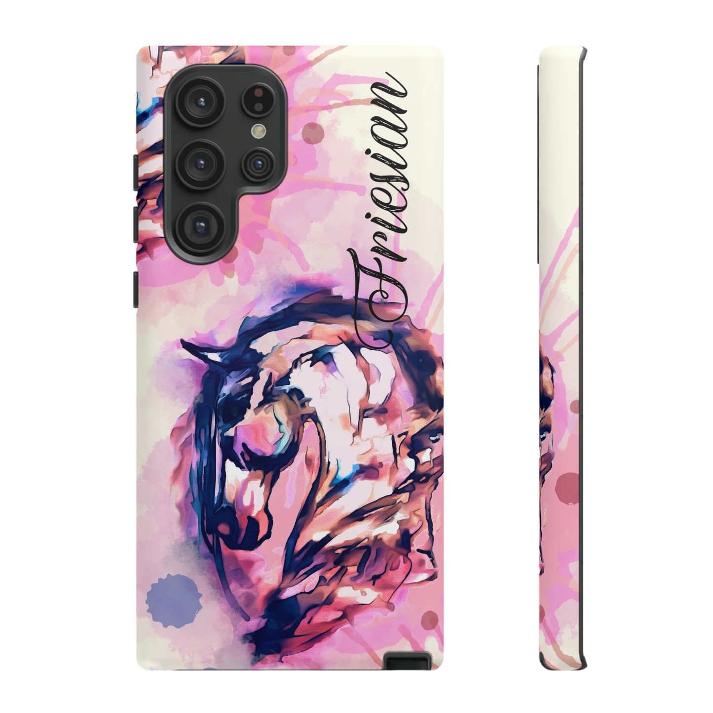 Friesian Watercolor Flower crown Horse Horse Lover Gift Study Tough Case Phone Case.