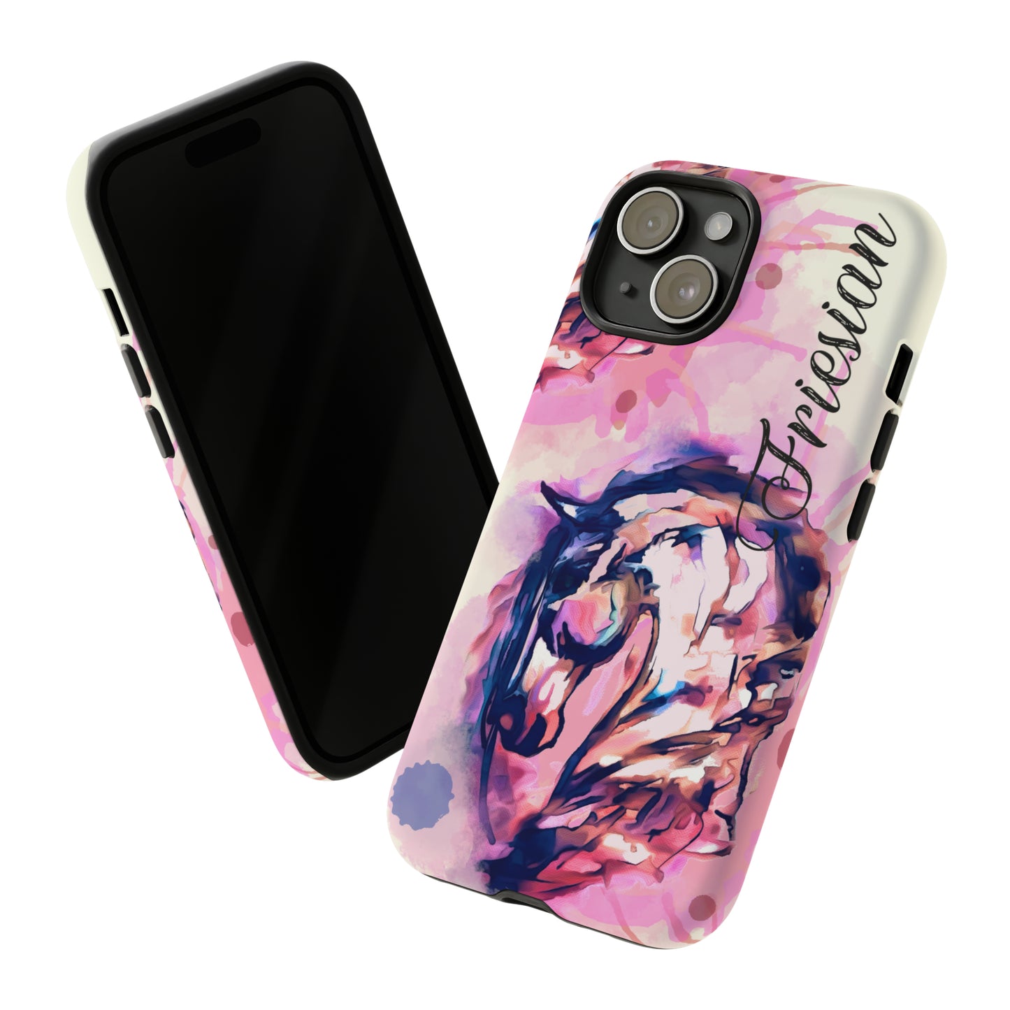 Friesian Watercolor Flower crown Horse Horse Lover Gift Study Tough Case Phone Case.