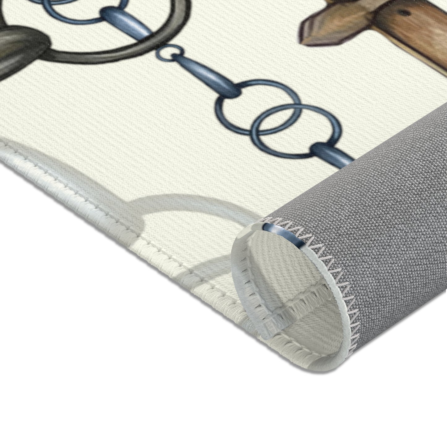 Equestrian Snaffle Bit Pattern Area Rug - Show Stall Mat - Tack Room Rug - Horse Lovers Gift