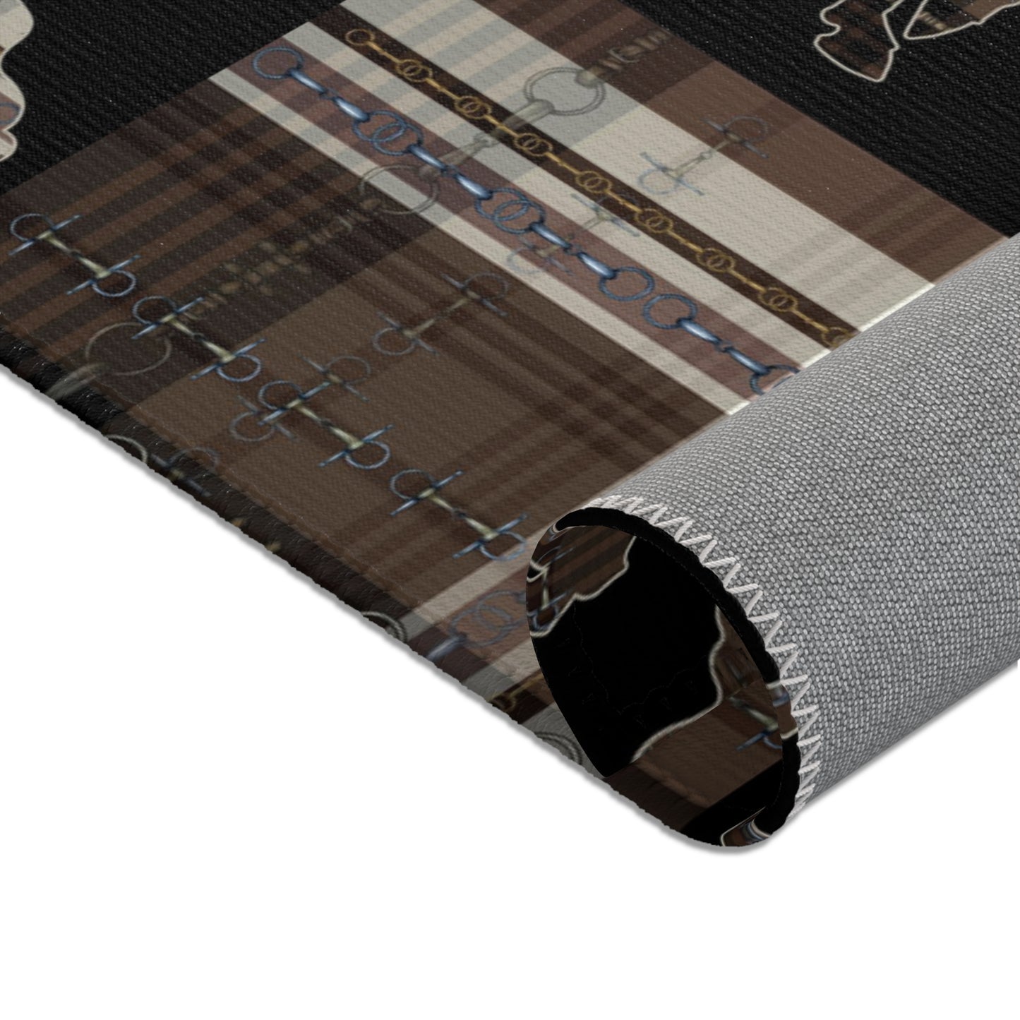 Dressage Piaffe snaffle Bit Plaid Rug - Show Stall Mat - Tack Room Rug - Horse Lovers Gift - Practice your Test Dressage Rug