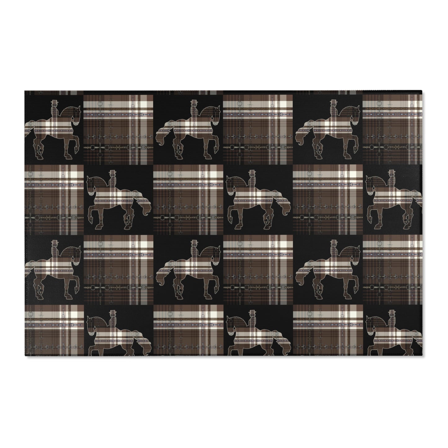 Dressage Piaffe snaffle Bit Plaid Rug - Show Stall Mat - Tack Room Rug - Horse Lovers Gift - Practice your Test Dressage Rug