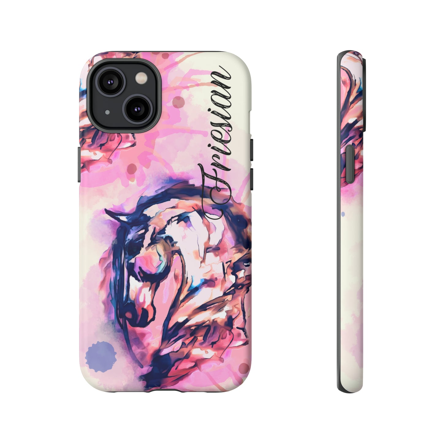 Friesian Watercolor Flower crown Horse Horse Lover Gift Study Tough Case Phone Case.