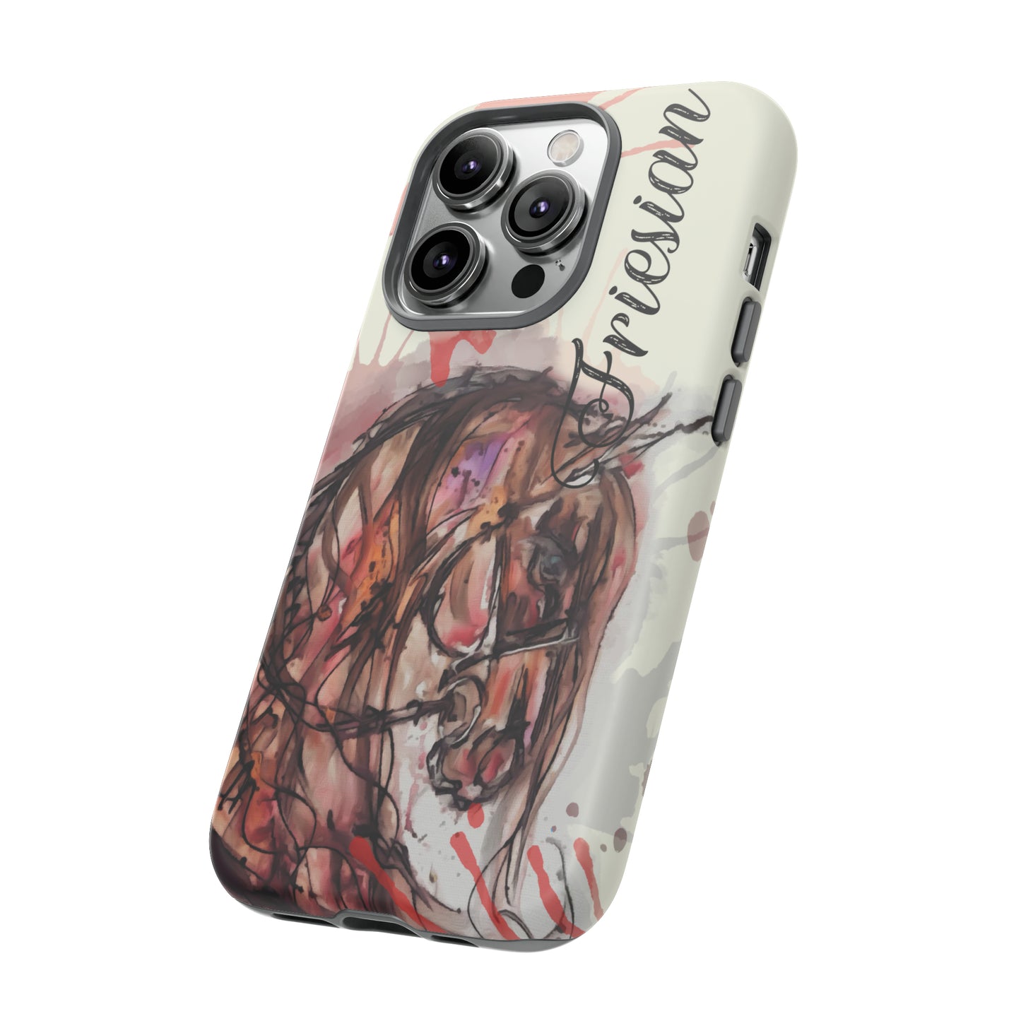 Friesian Watercolor Flower crown Horse Horse Lover Gift Study Tough Case Phone Case.